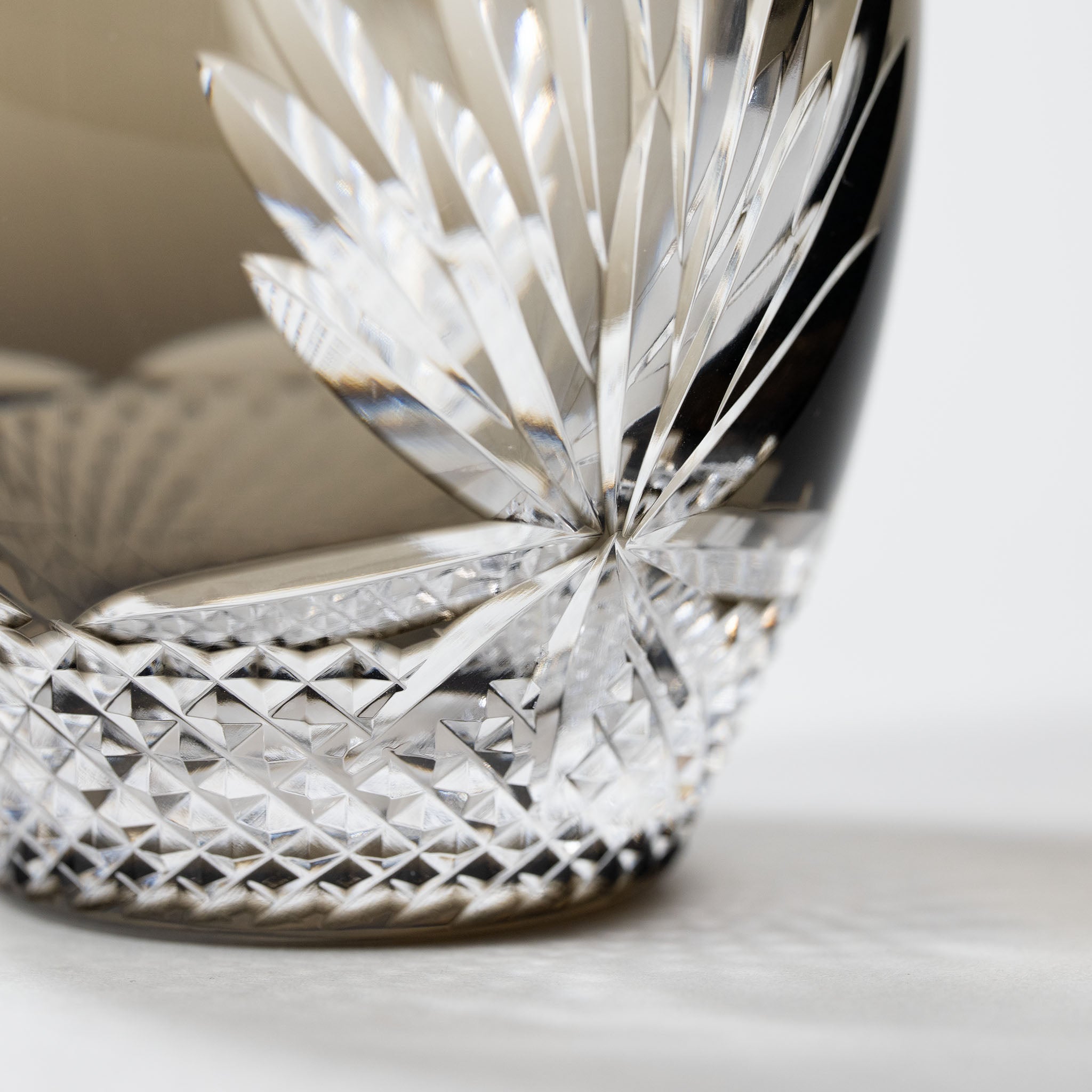 KAGAMI Edo Kiriko Rock Glass | Queen of the Night Charcoal Grey KAGAMI