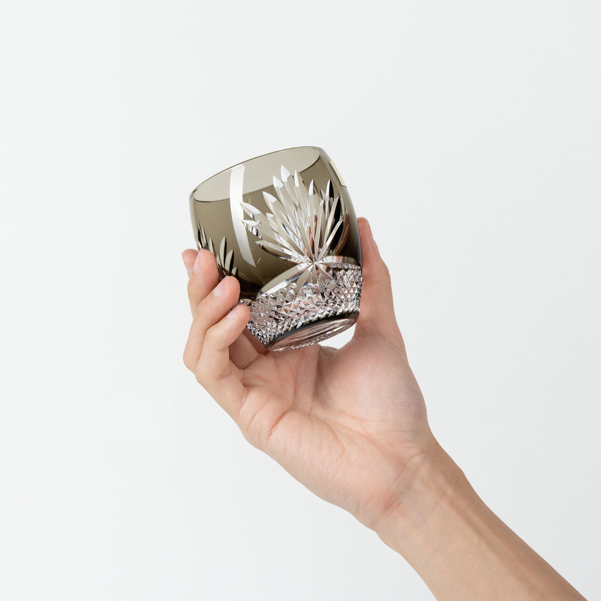 KAGAMI Edo Kiriko Rock Glass | Queen of the Night Charcoal Grey KAGAMI