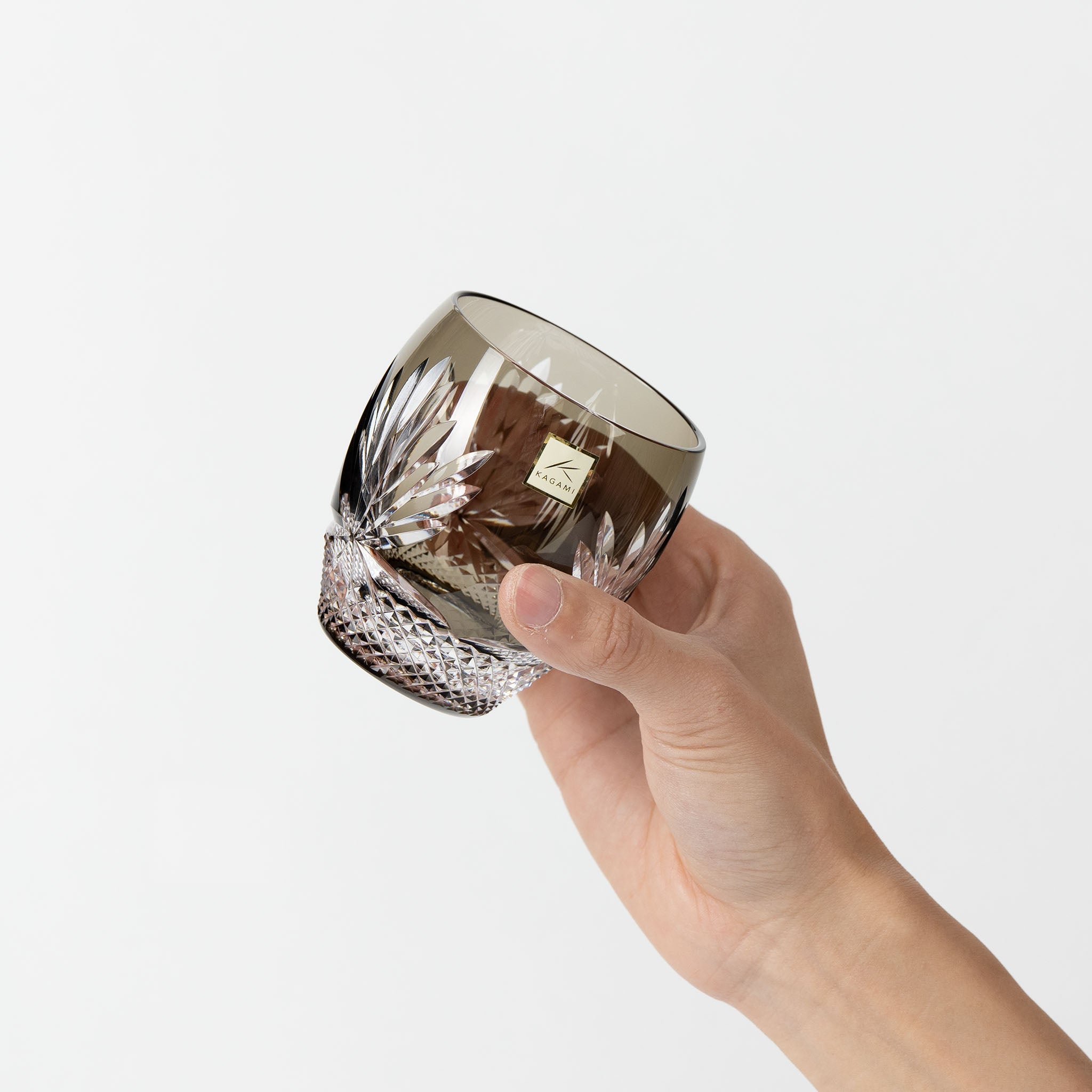 KAGAMI Edo Kiriko Rock Glass | Queen of the Night Charcoal Grey KAGAMI