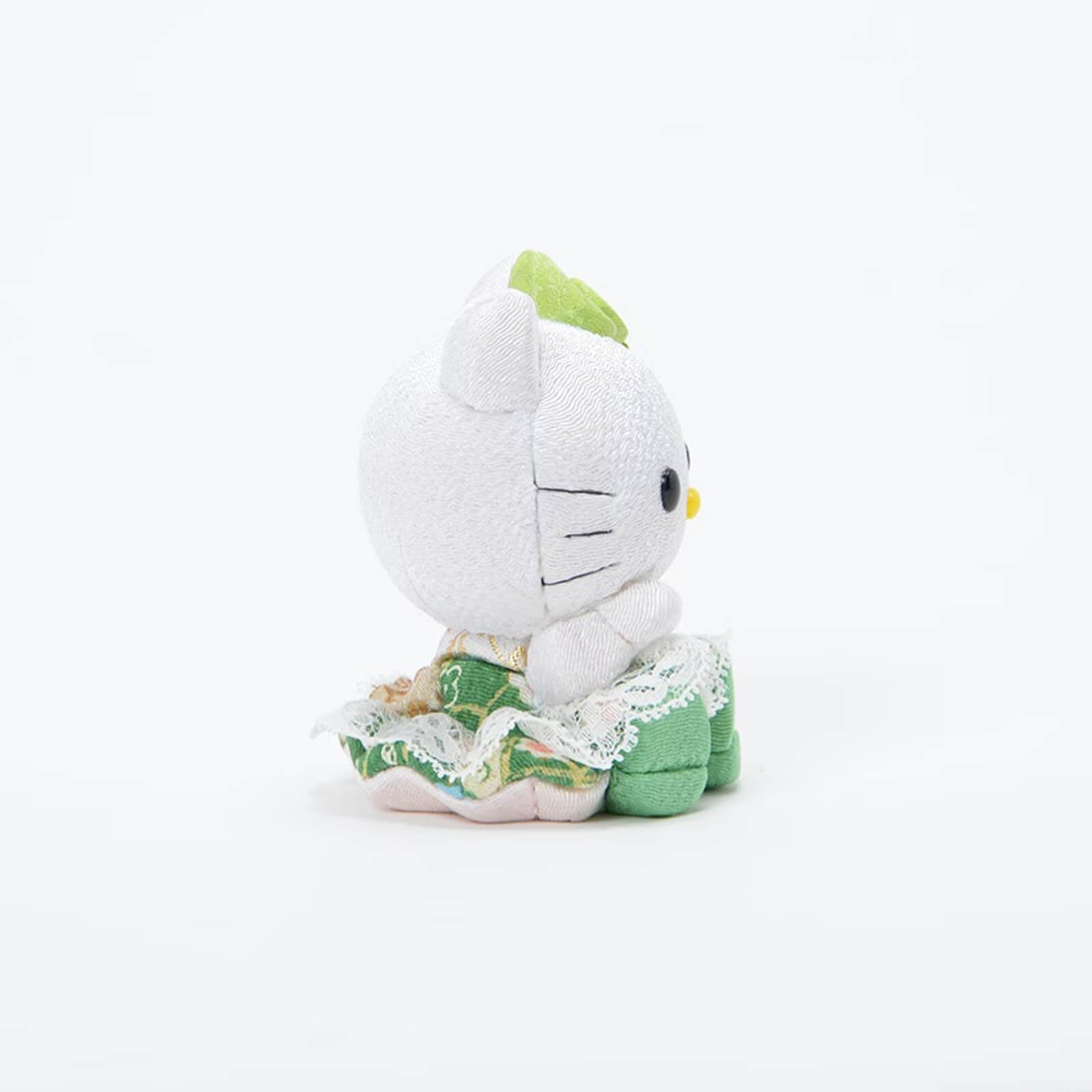 Authentic Green Lace Kimono Hello Kitty Seated Figure Japan Handmade - kyotolux