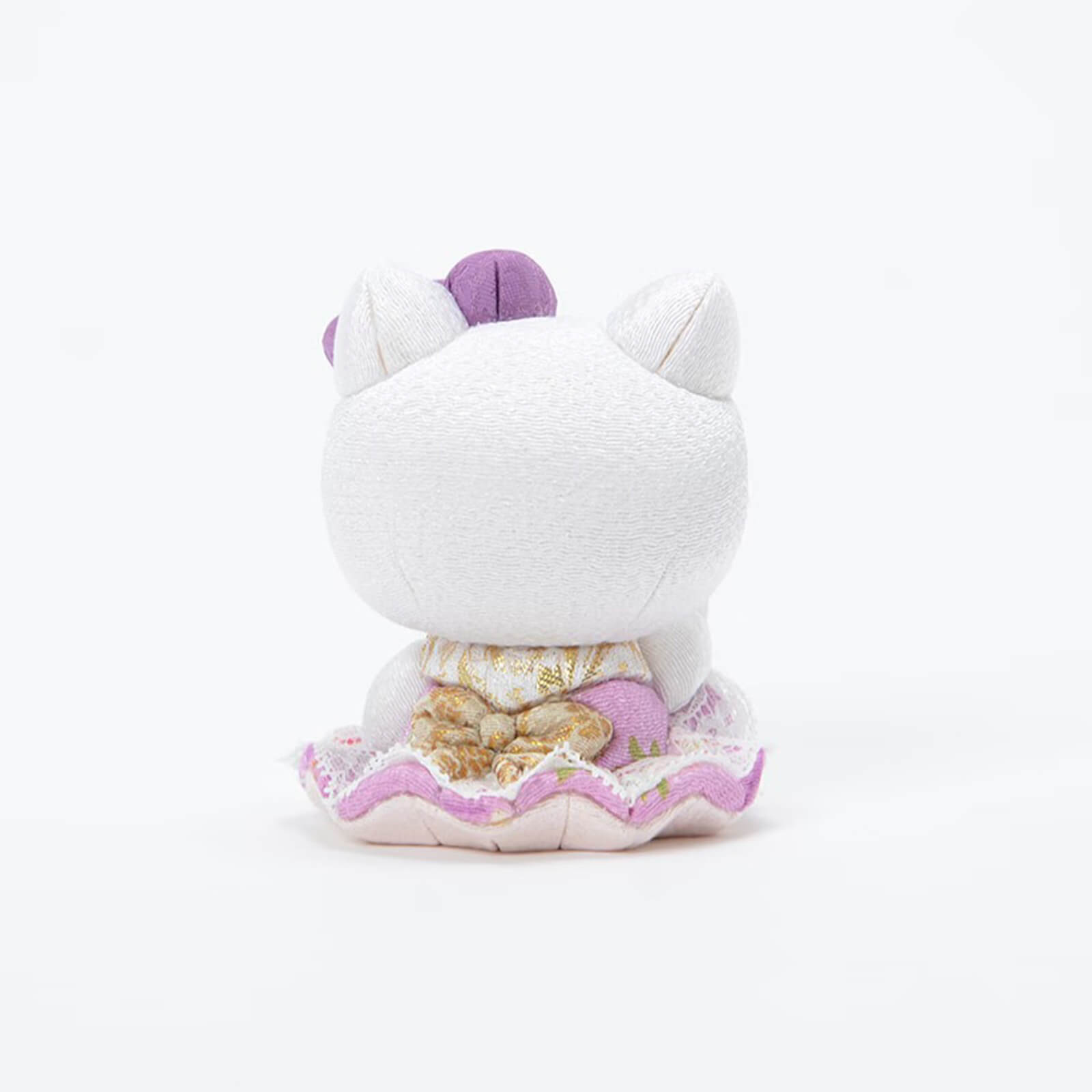 Purple Lace Kimono Back View Hello Kitty Seated Figure 3D Ribbon - kyotolux