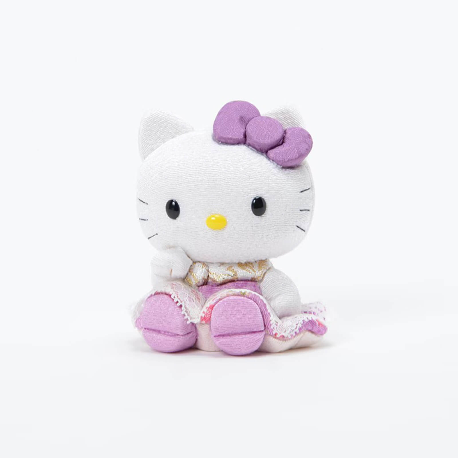 Purple Hello Kitty Seated Lucky Cat Lace Kimono Figure - kyotolux