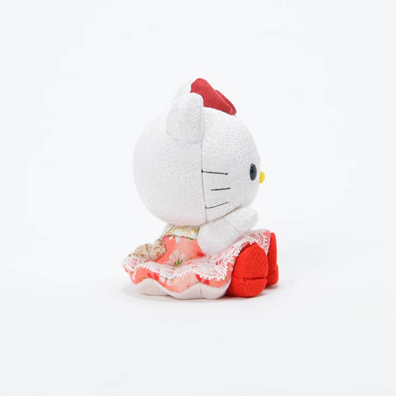 Authentic Red Lace Kimono Hello Kitty Seated Figure Japan Handmade - kyotolux