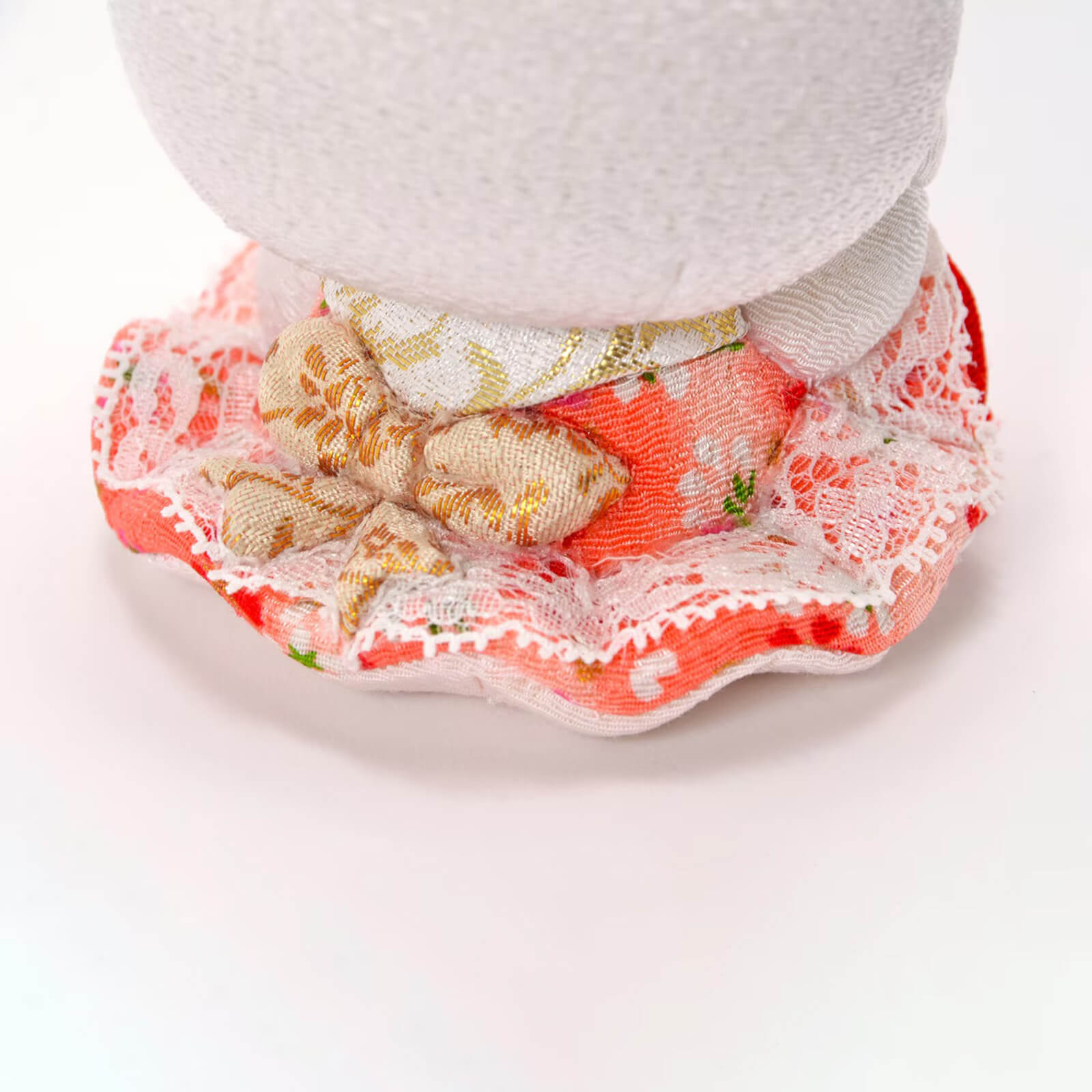 Red Lace Kimono Fabric Detail Edo Kimekomi Technique.