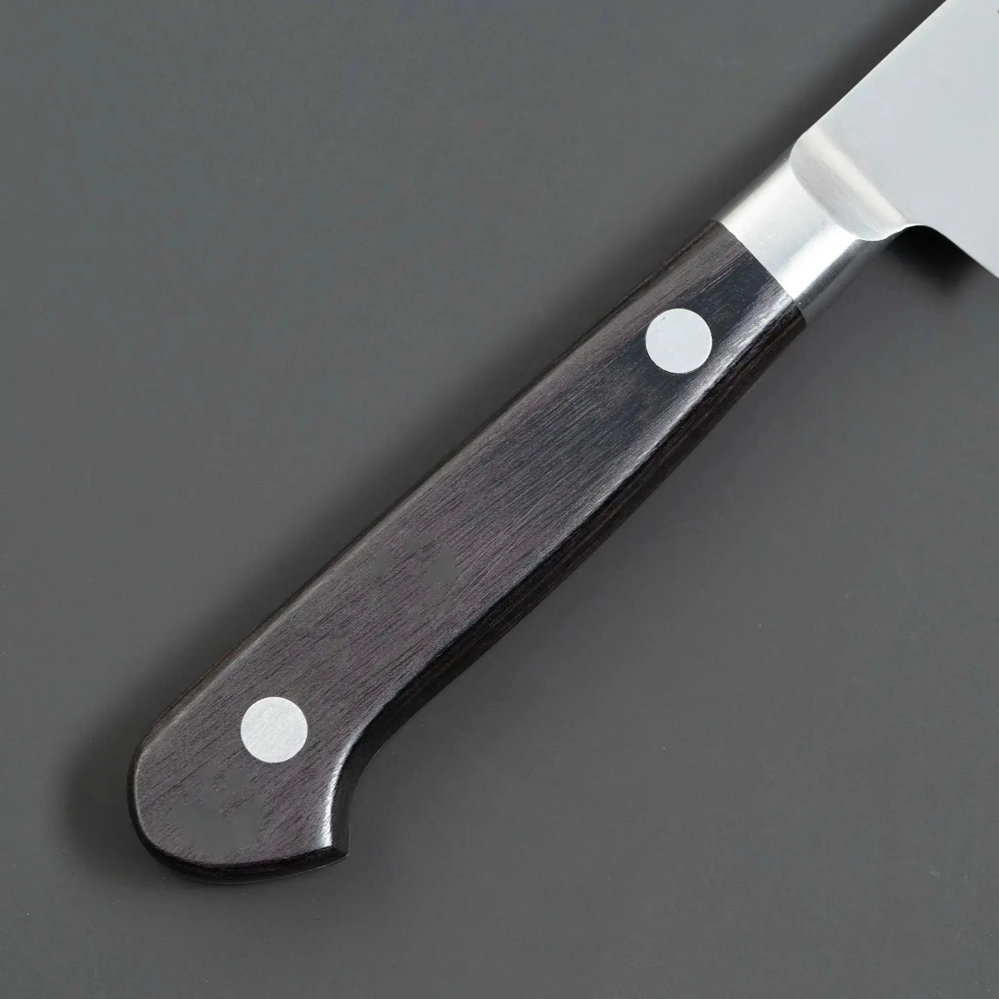 Misono Molybdenum Steel Series Gyuto Chef's Knife with Ergonomic Handle and Precision Blade Handle Front View