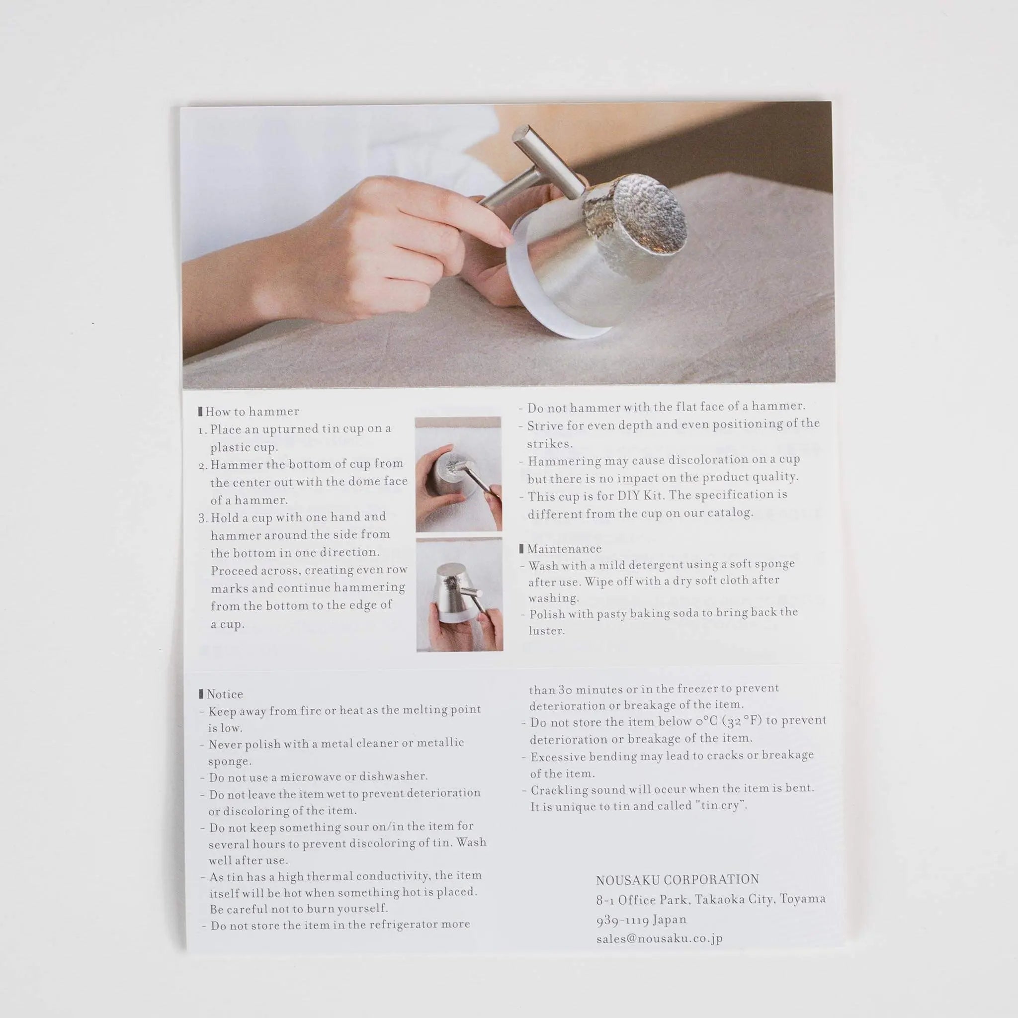 Nousaku DIY Tin Sake Cup Hammering Kit KyotoLux