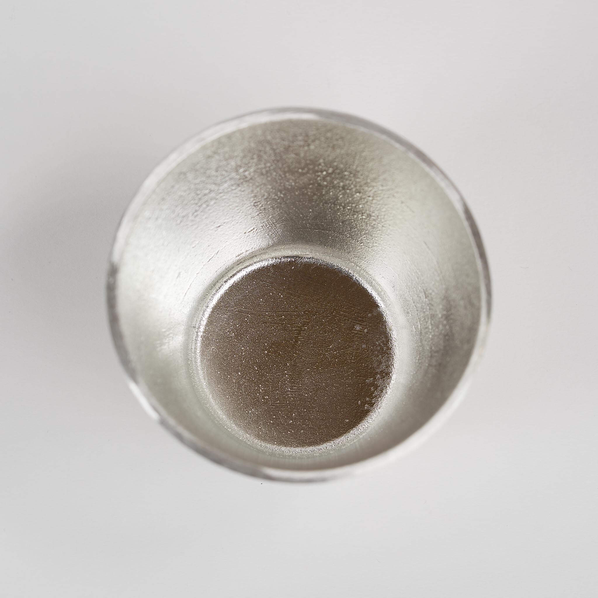 Top-down interior view of the Nousaku 60cc pure tin sake cup.