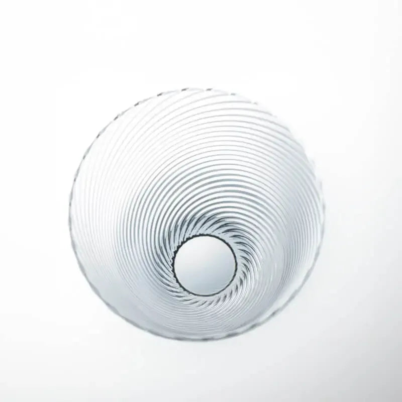 top view of suntory x sghr spiral whiskey glass 380ml