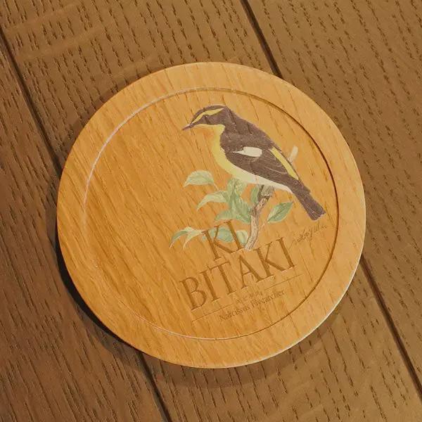 Suntory Whisky Barrel Oak Coaster – Narcissus Flycatcher Design Suntory
