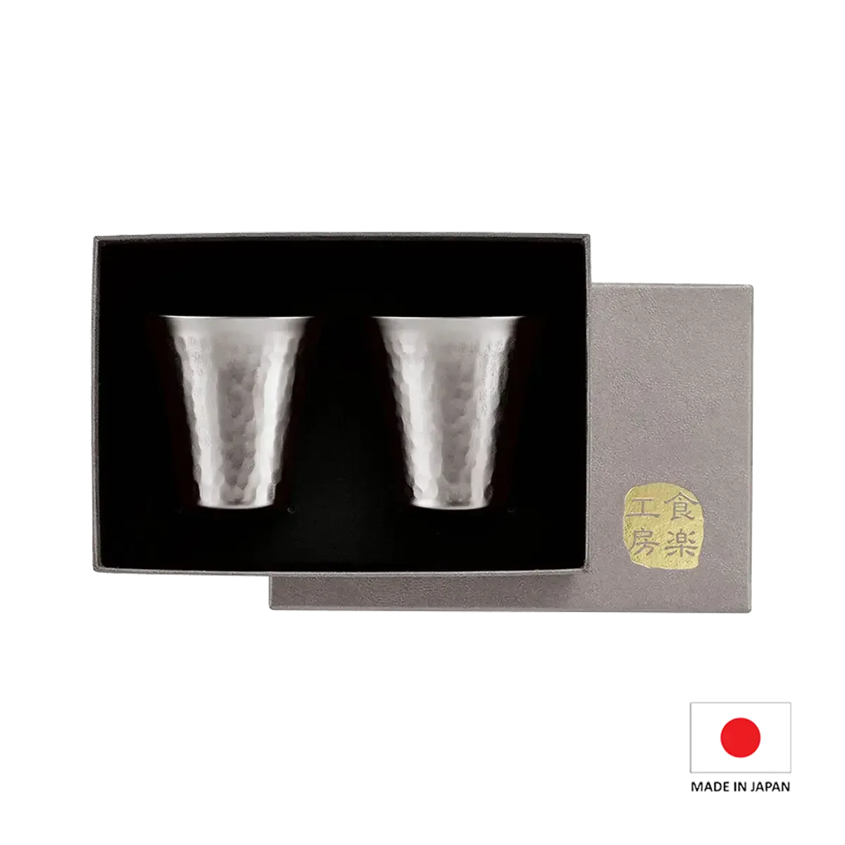 Inside view of Titanium Sake Cup set made in tsubame