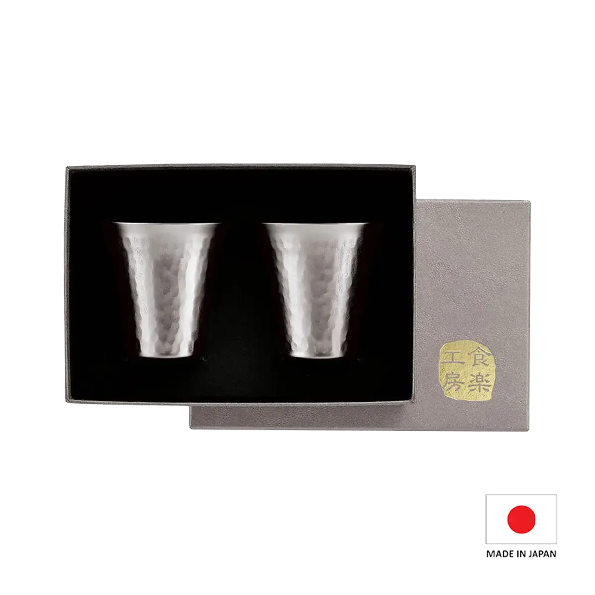 Inside view of Titanium Sake Cup set made in tsubame
