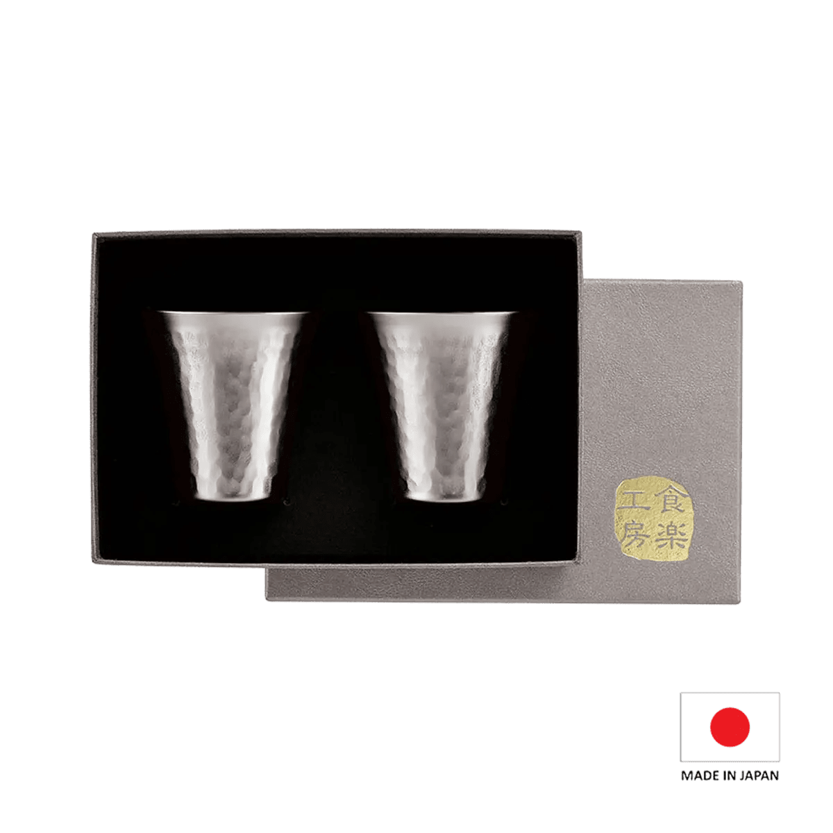 Inside view of Titanium Sake Cup set made in tsubame