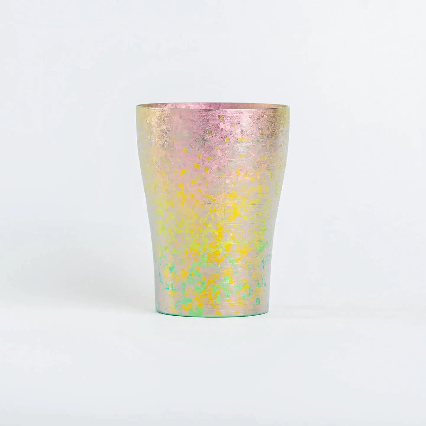 Pink titanium tumbler by HORIE, 250ml Taiko Series, front view