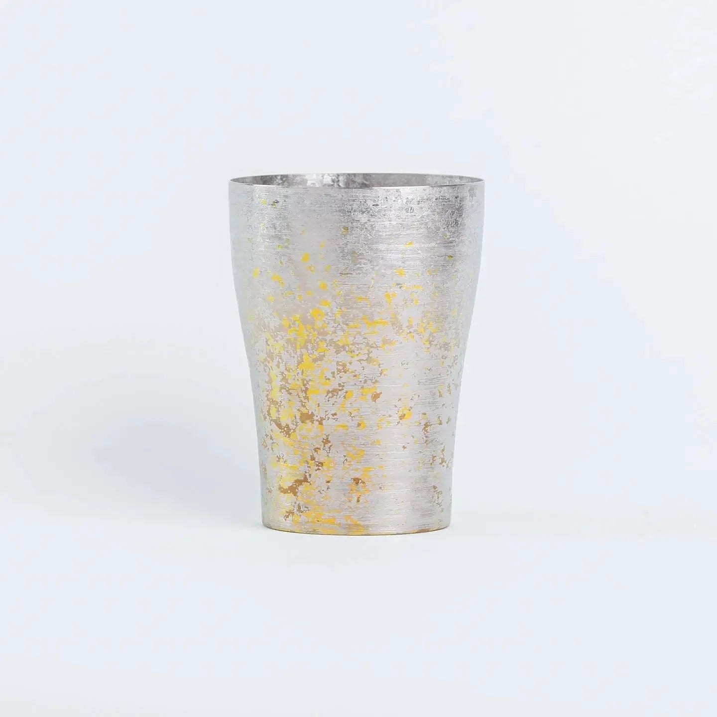 Front view of the HORIE Taiko Series 250ml Silver Titanium Tumbler with subtle yellow accents.