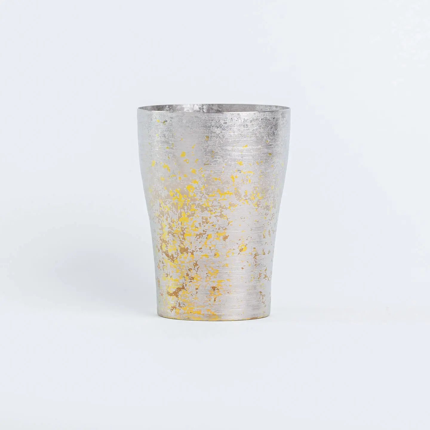 Front view of the HORIE Taiko Series 250ml Silver Titanium Tumbler with subtle yellow accents.