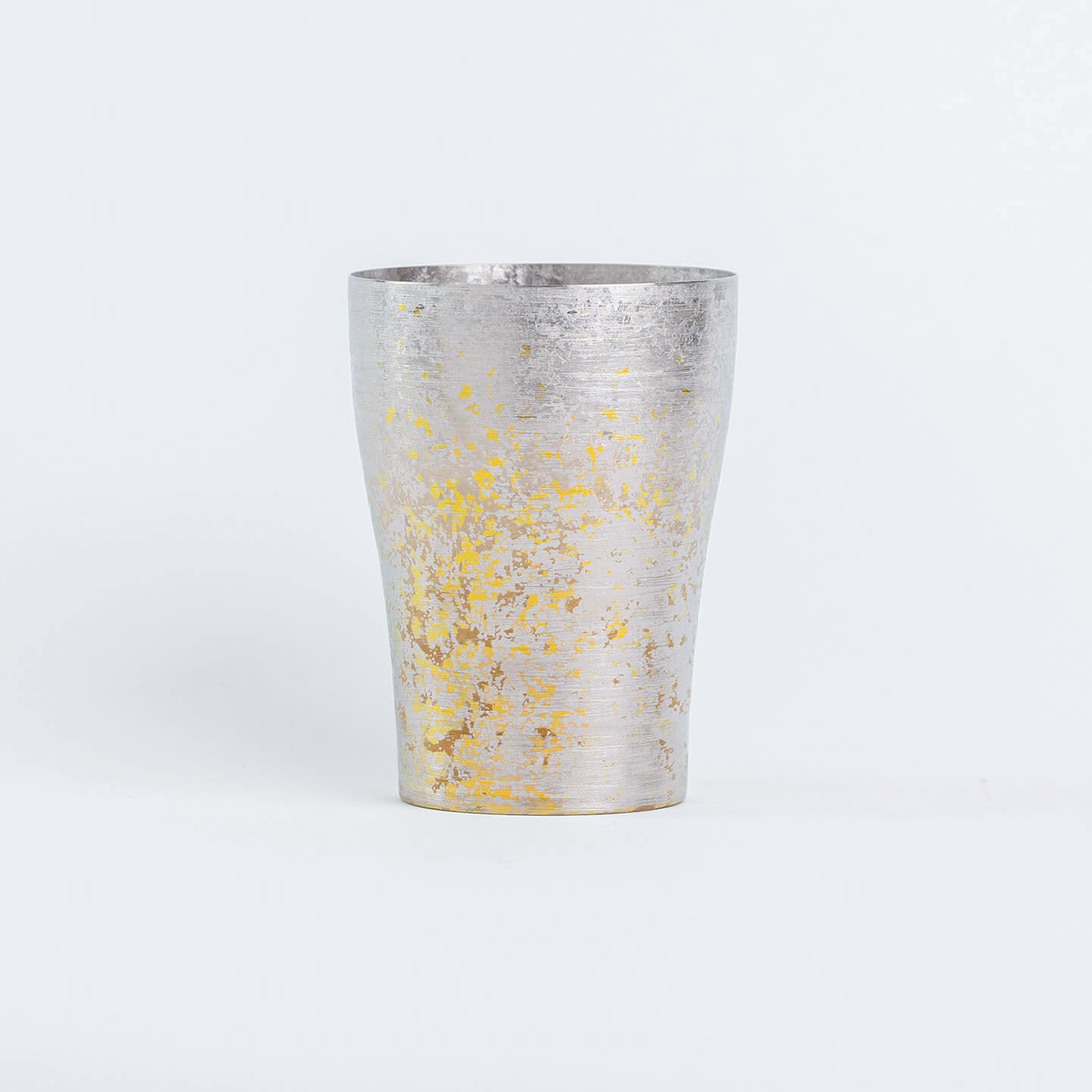 Front view of the HORIE Taiko Series 250ml Silver Titanium Tumbler with subtle yellow accents.