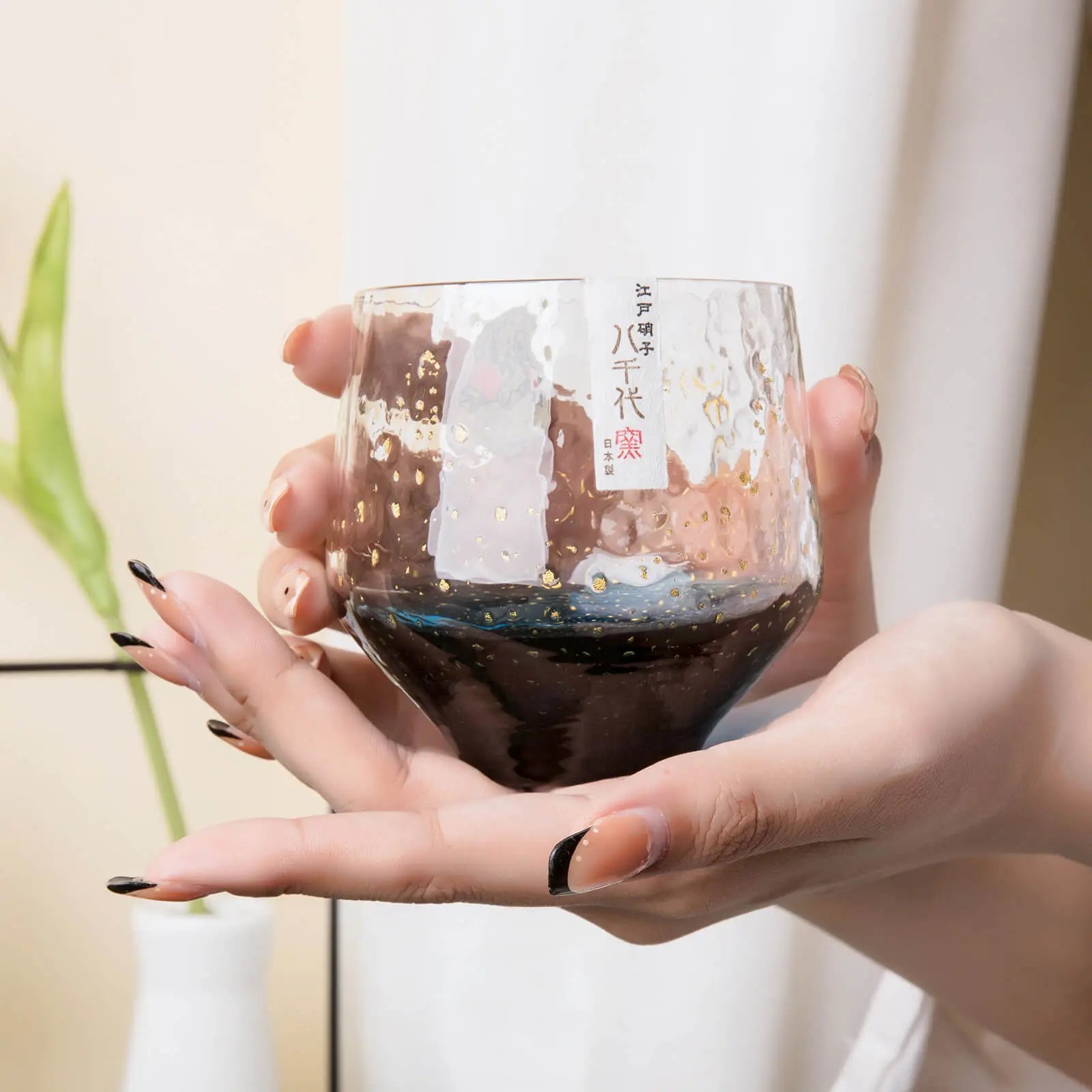 Handcrafted Toyo Sasaki Edo Yachiyo Kiln 260ml rock tumbler, ideal Japanese gift