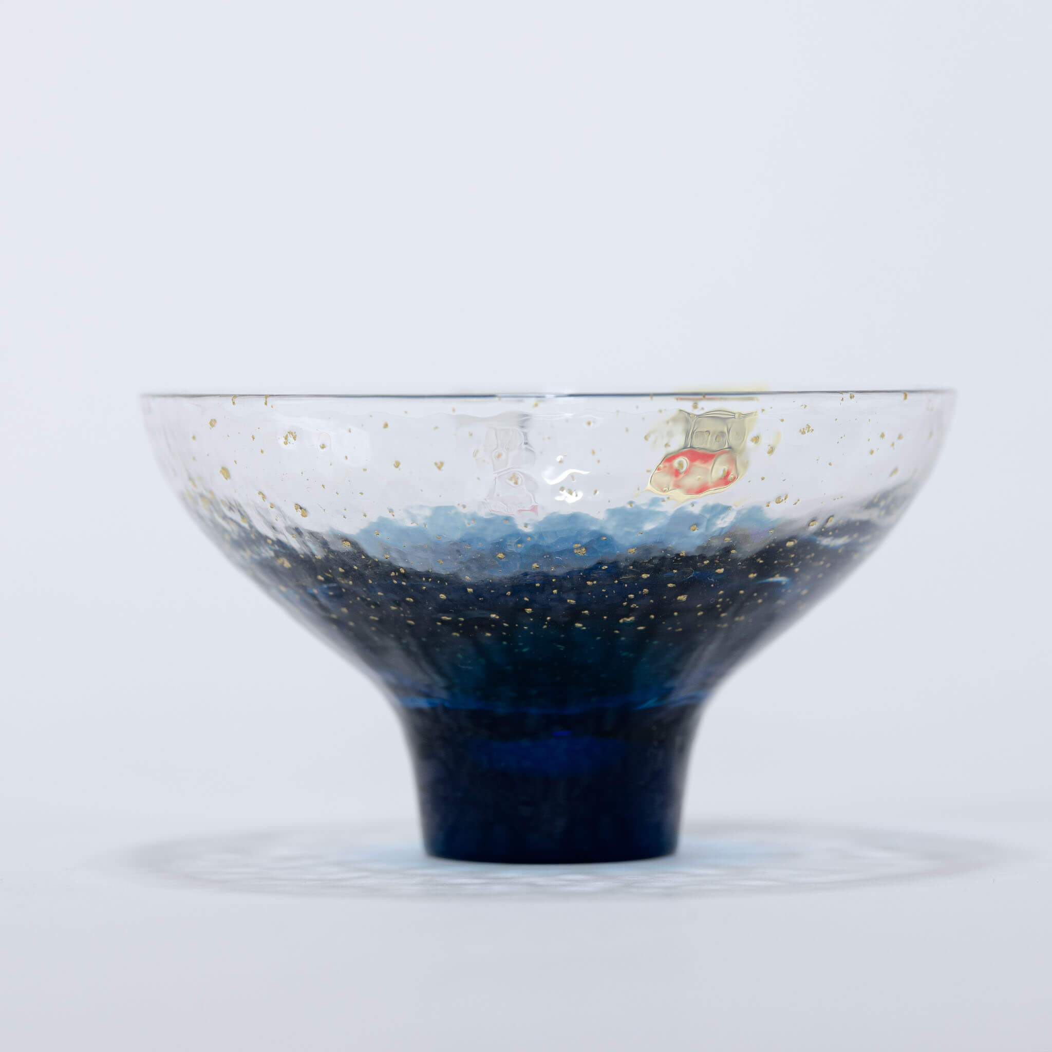 Front view of 120ml Yachiyo Kiln handblown Edo glass sake cup