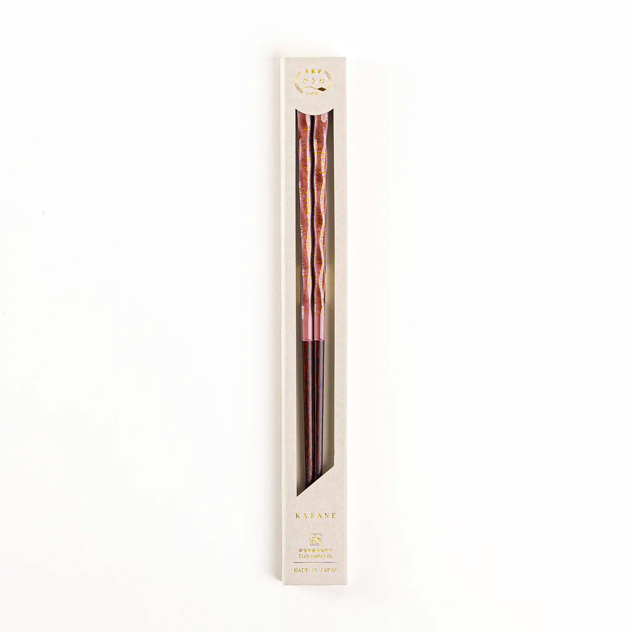 Pink Wakasa lacquer chopsticks, dishwasher-safe and 23cm (9.1in) in length.