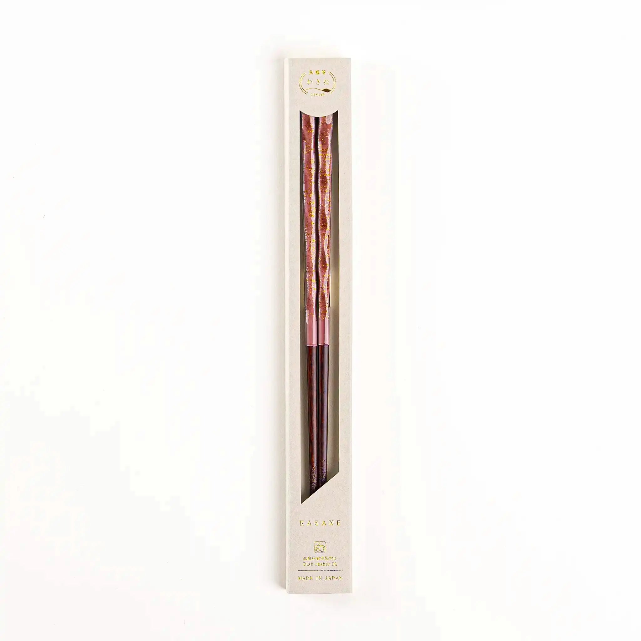 Pink Wakasa lacquer chopsticks, dishwasher-safe and 23cm (9.1in) in length.