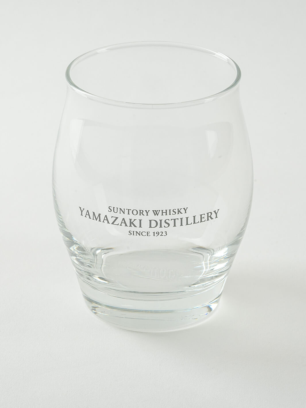 Top view of empty Yamazaki ice ball glass, tulip-shaped 11oz design