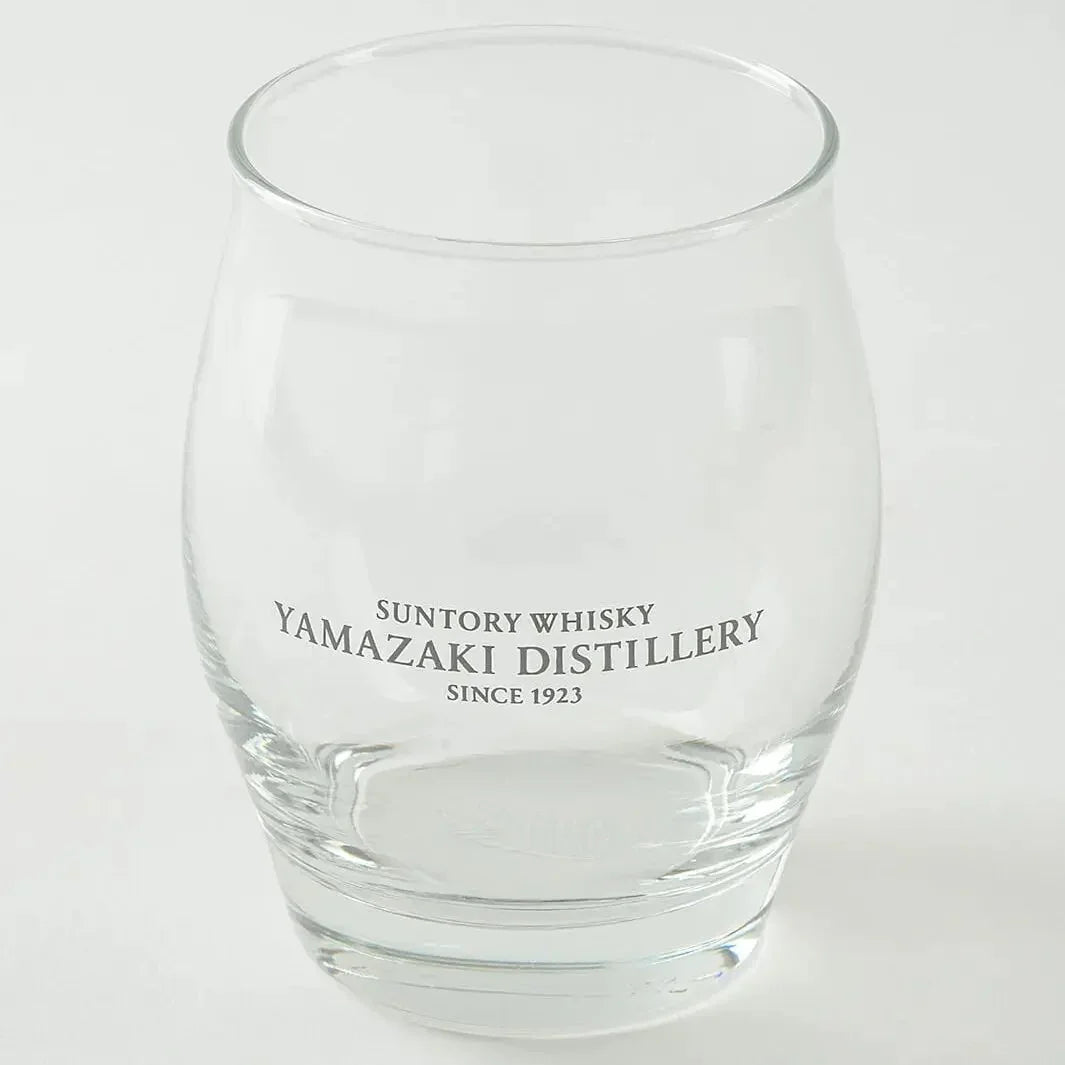 Top view of empty Yamazaki ice ball glass, tulip-shaped 11oz design