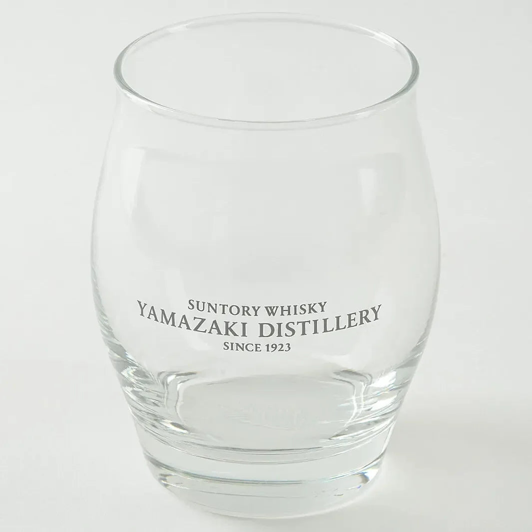 Top view of empty Yamazaki ice ball glass, tulip-shaped 11oz design