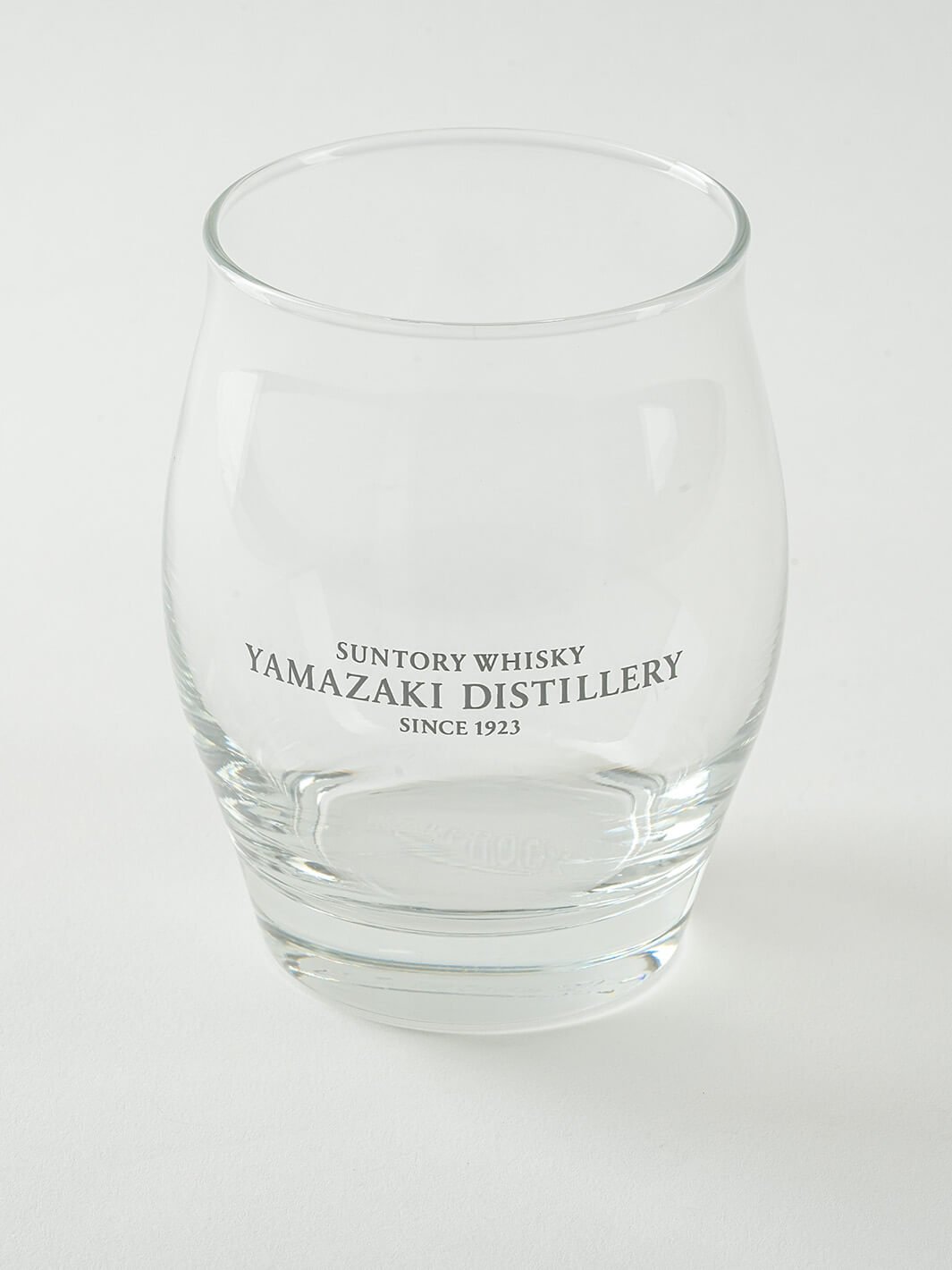 Top view of empty Yamazaki ice ball glass, tulip-shaped 11oz design
