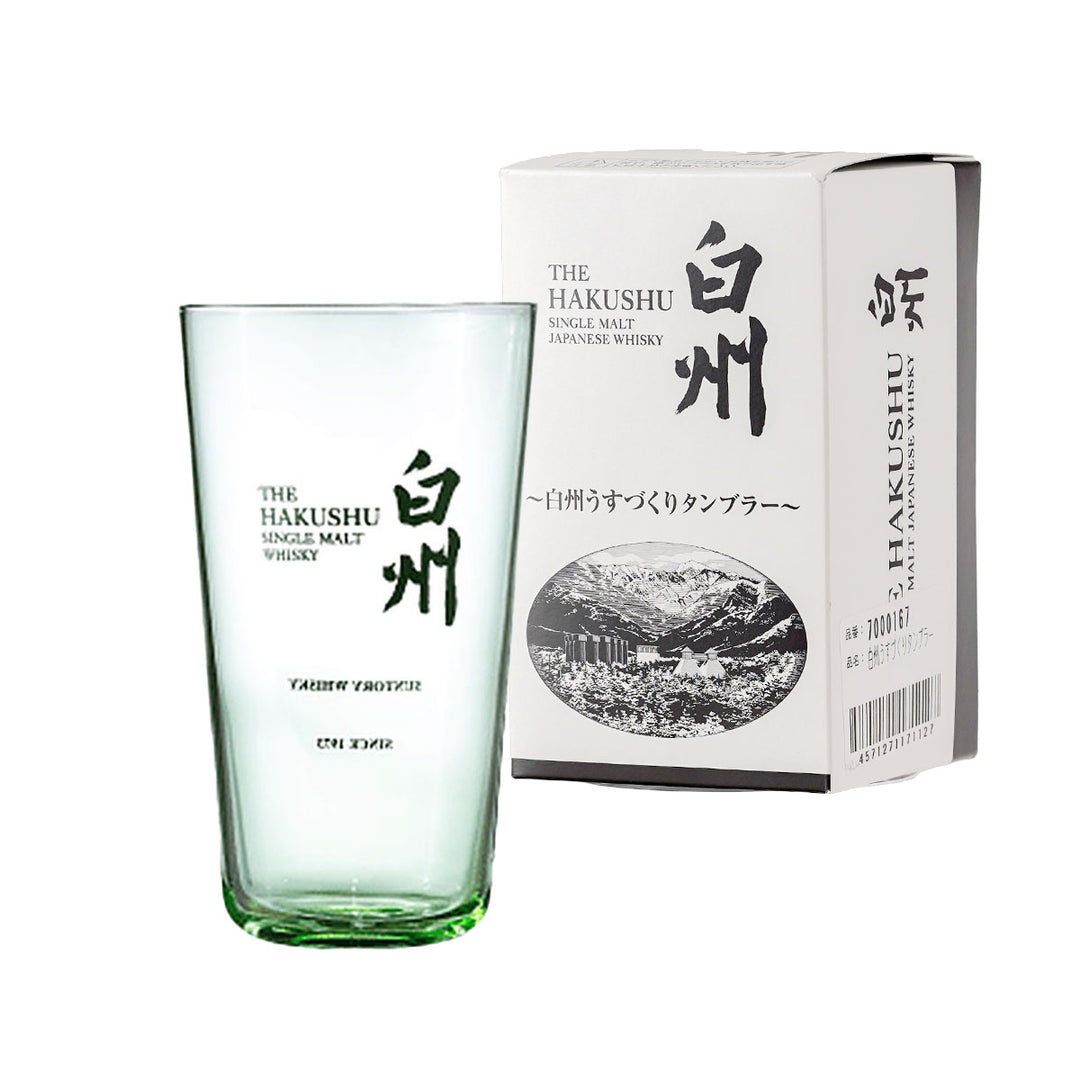 Packaging of Suntory Hakushu Thin-Walled Tumbler, highlighting brand logo