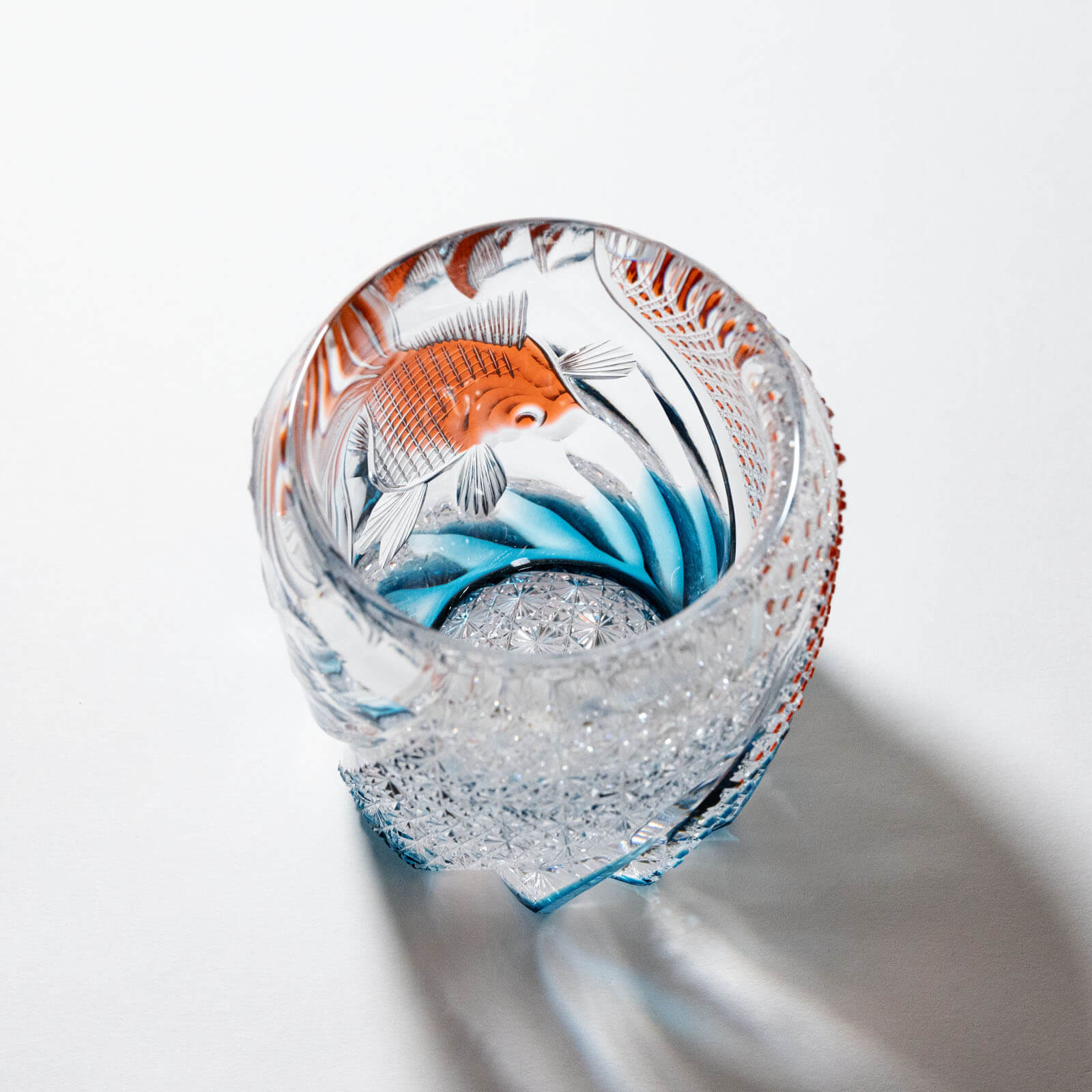 多田野秀吉 江戸切子「金魚」ロックグラス 200ml