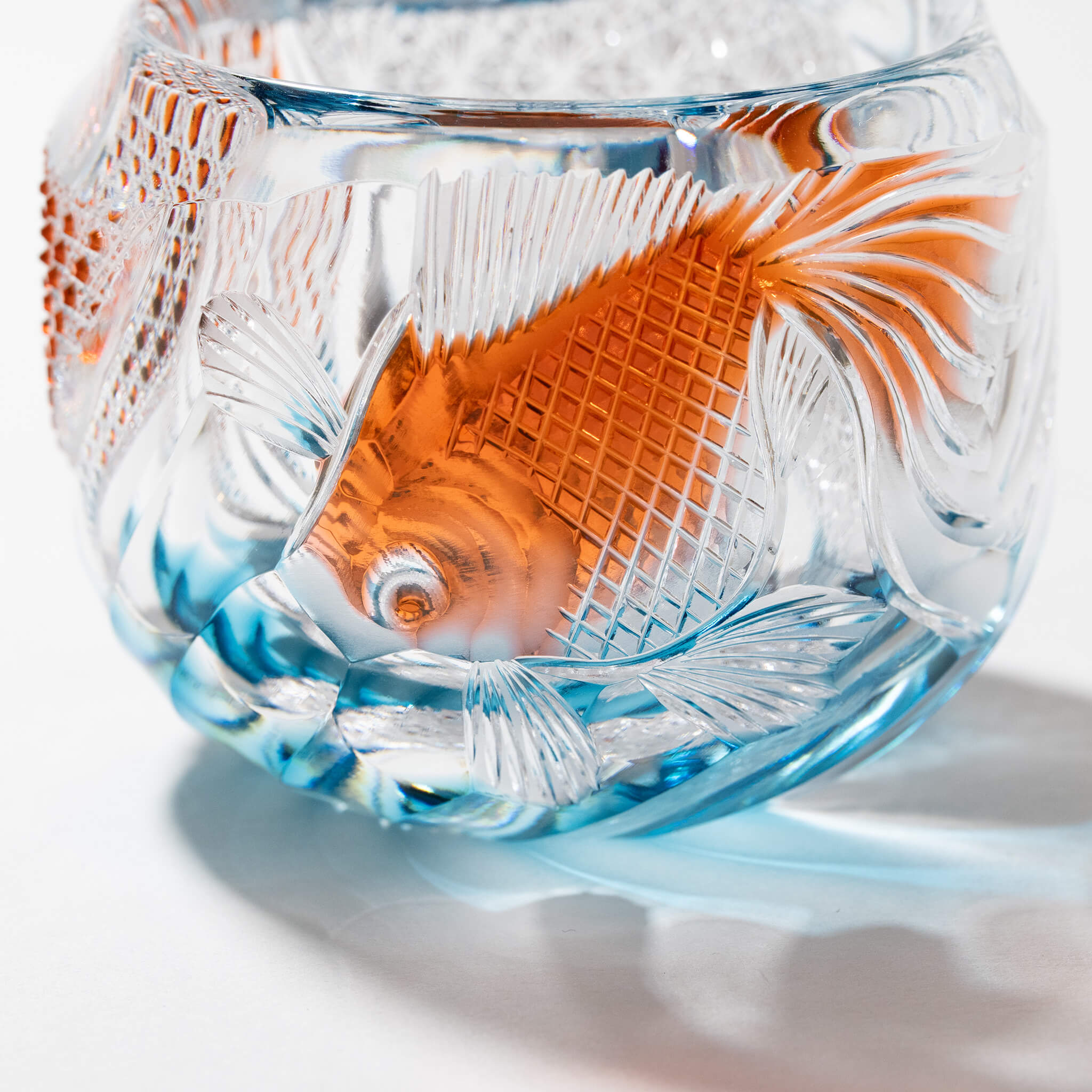 多田野秀吉 江戸切子「金魚」酒杯（ぐい呑み）100ml
