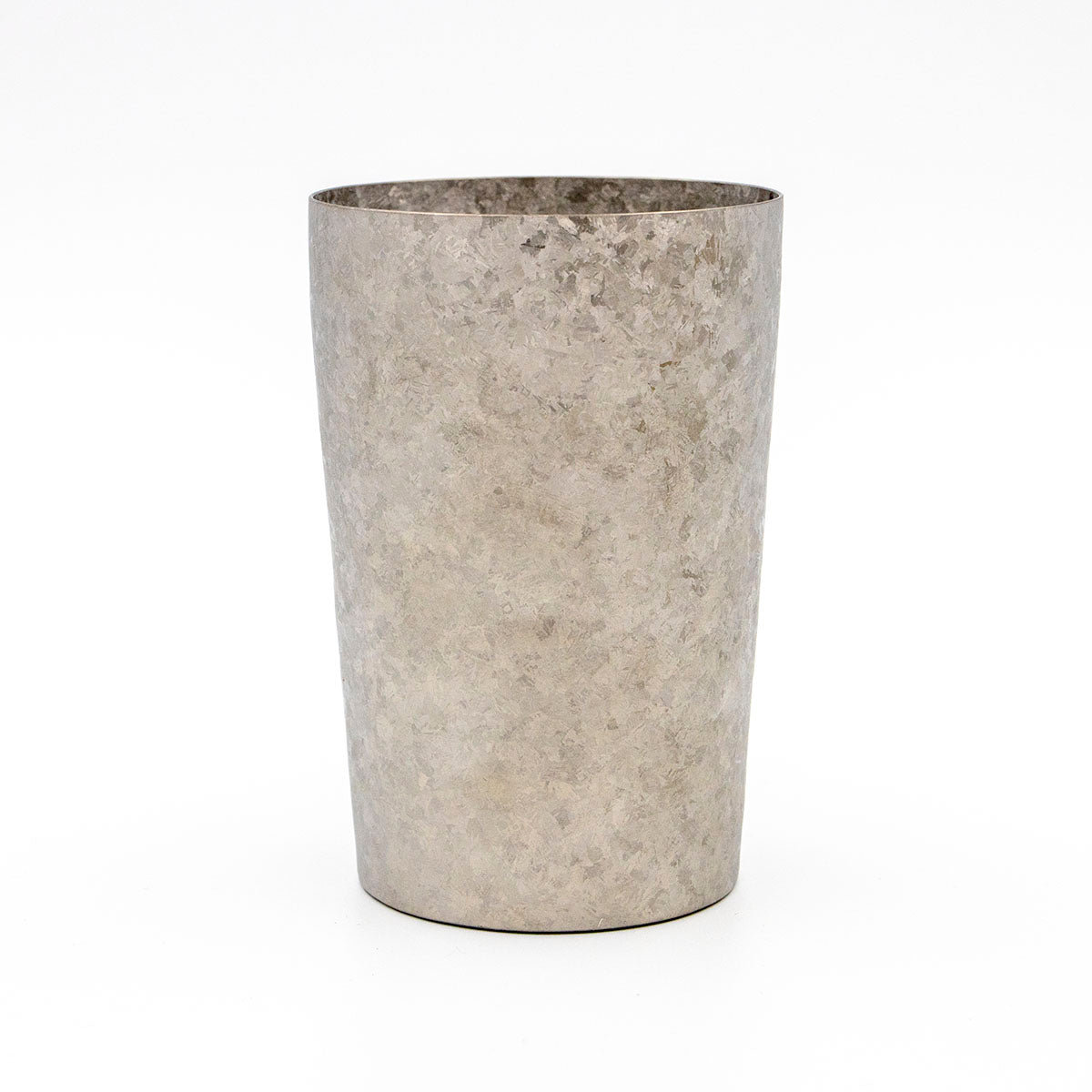 Front view of the 270ml HORIE Kamazukuri Series Double-Walled Titanium Tumbler in silver, showcasing its sleek and elegant design.