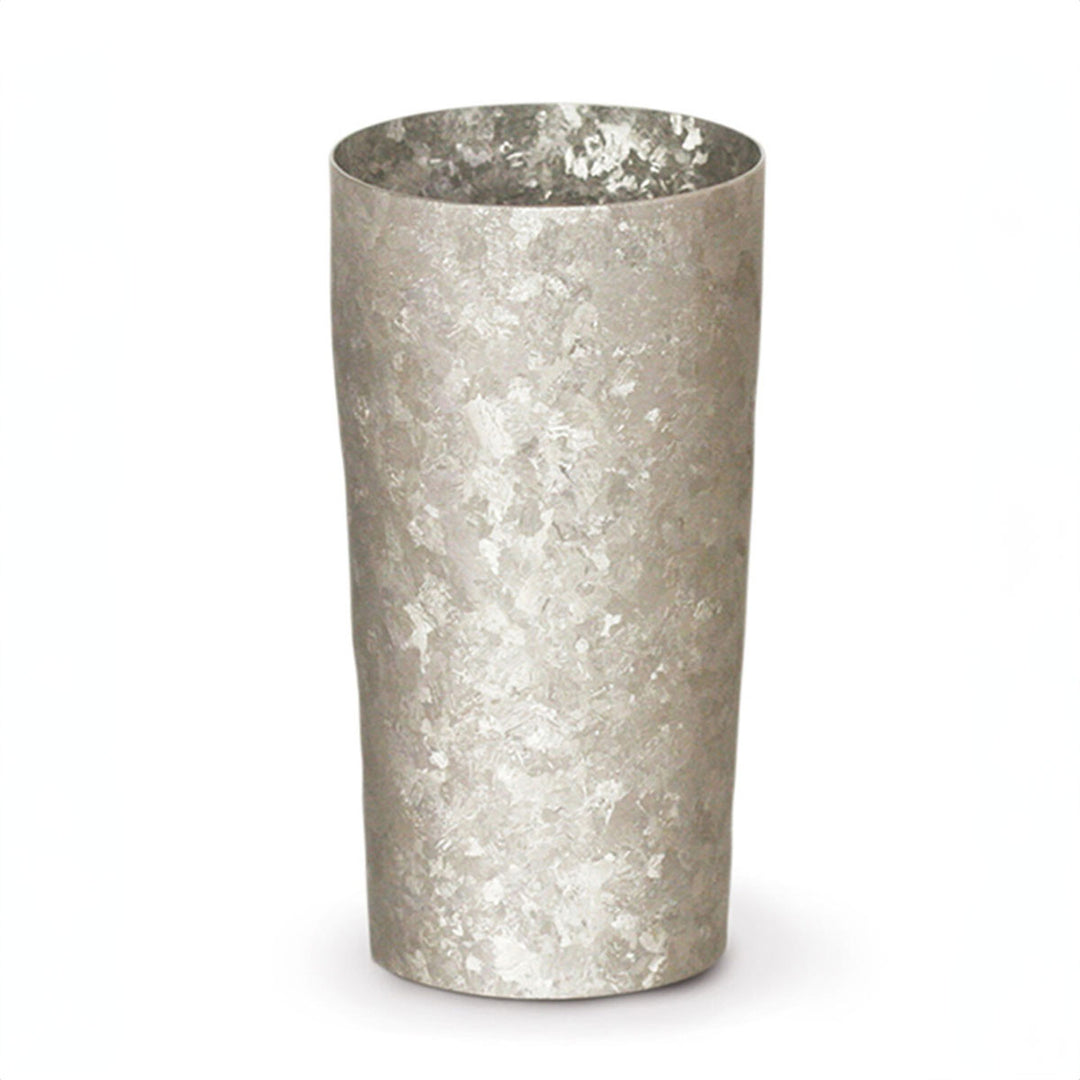 Front view of the 350ml HORIE Kamazukuri Series Double-Walled Titanium Tumbler in silver, showcasing its sleek and modern design.