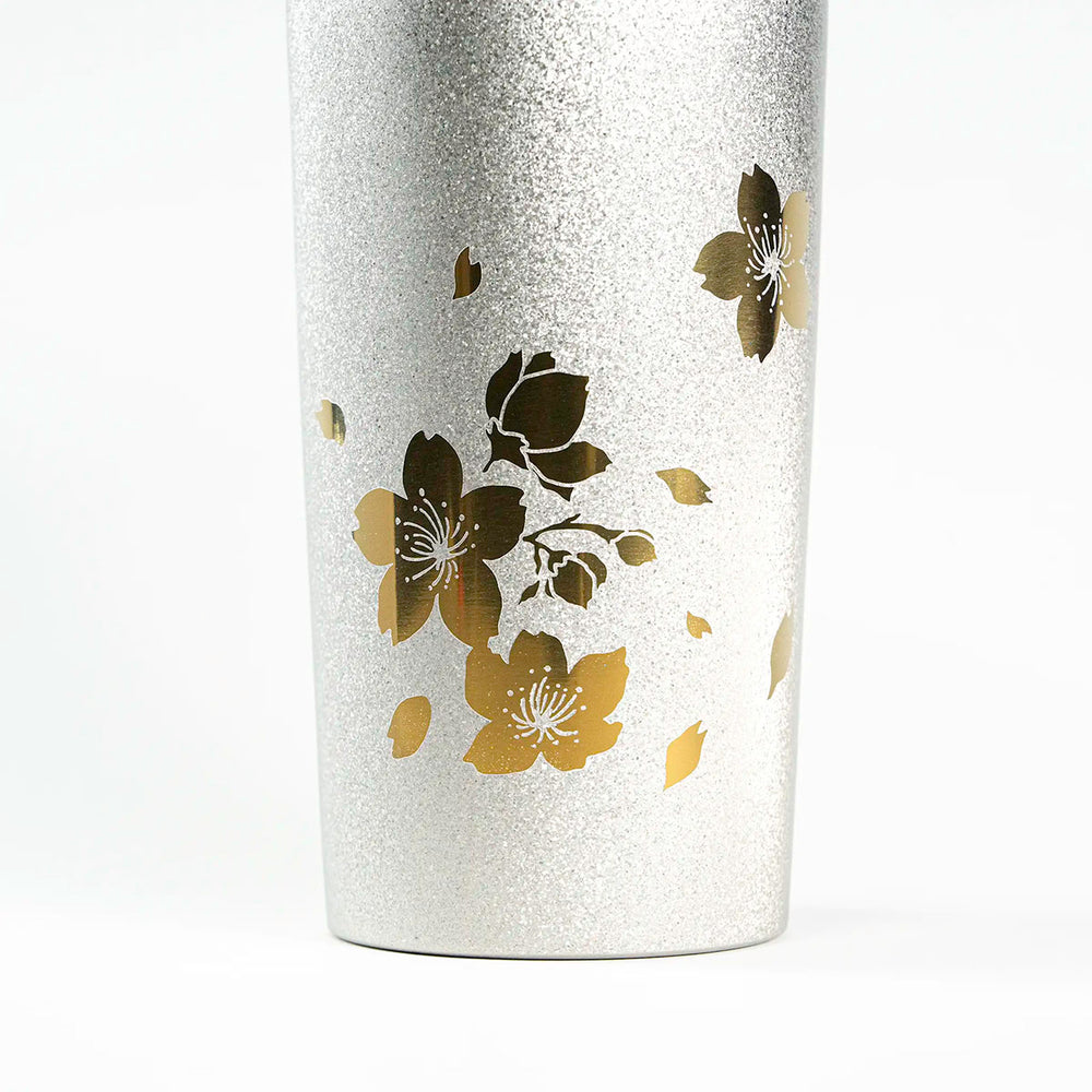 Detail view of HORIE Premier Series Double-Walled Titanium Tumbler with Sakura Design, 350ml