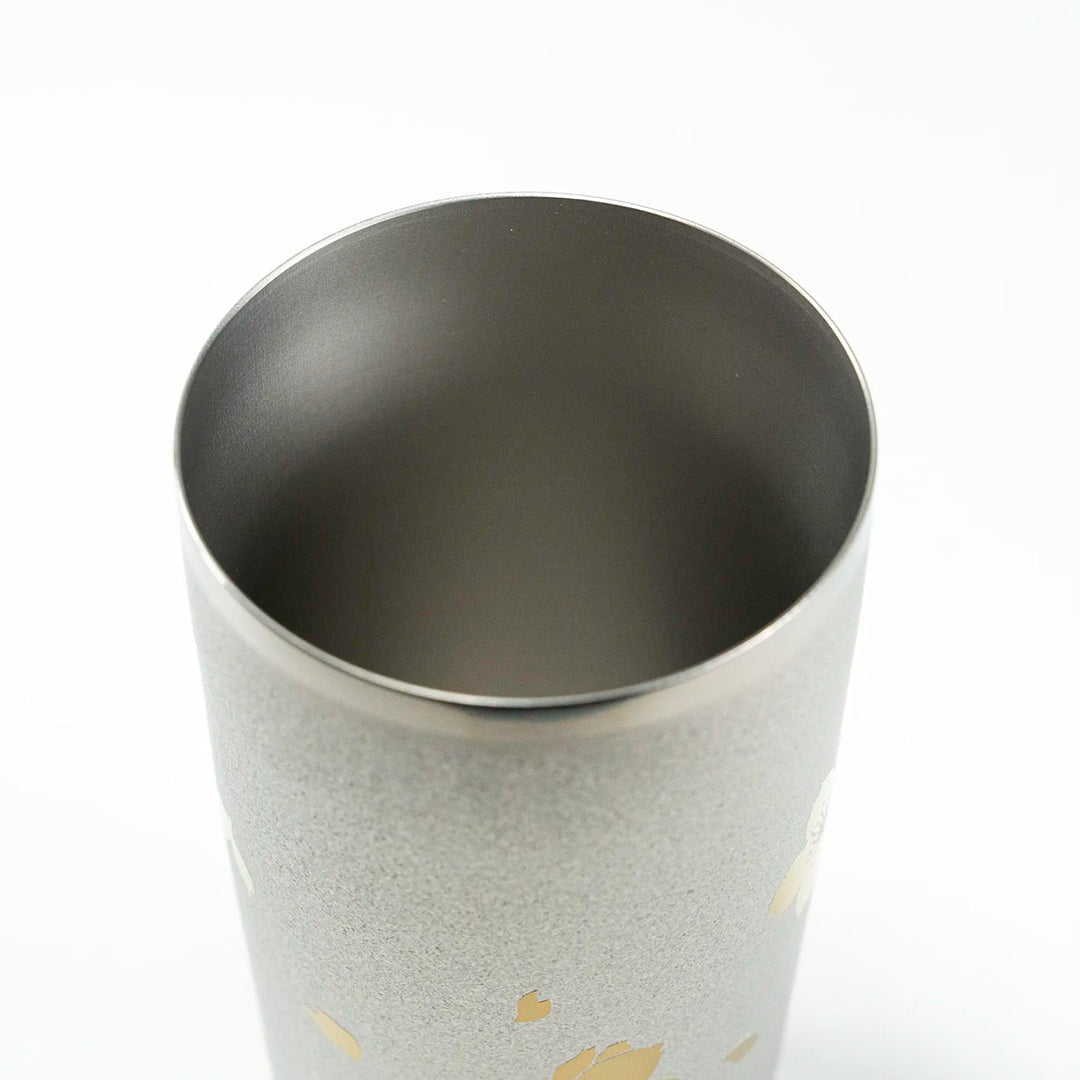 Detail view of HORIE Premier Series Double-Walled Titanium Tumbler with Sakura Design, 350ml