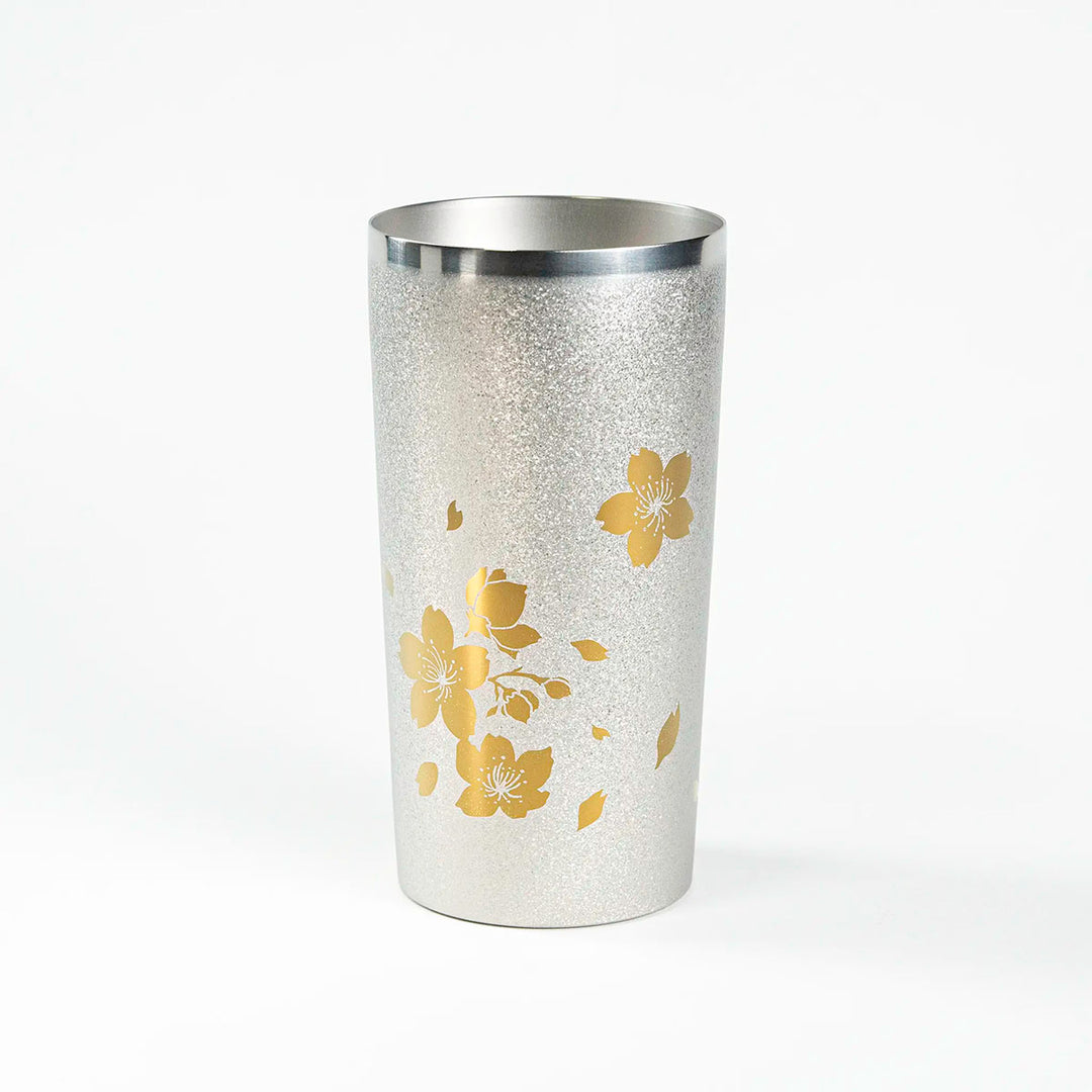 Front view of HORIE Premier Series Double-Walled Titanium Tumbler with Sakura Design, 350ml