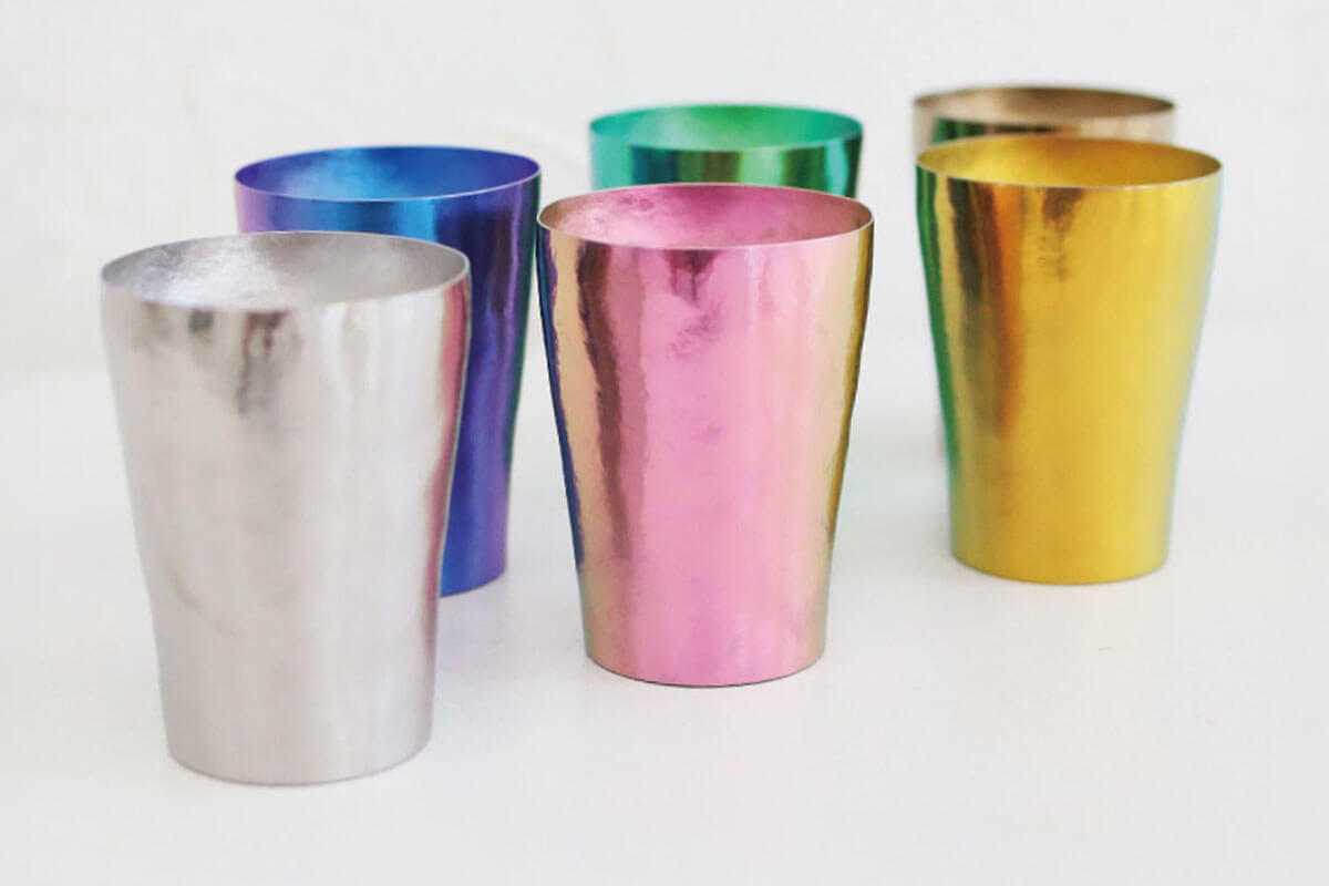 Horie Rei Series titanium tumbler made in Japan, anodized color double wall titanium cup