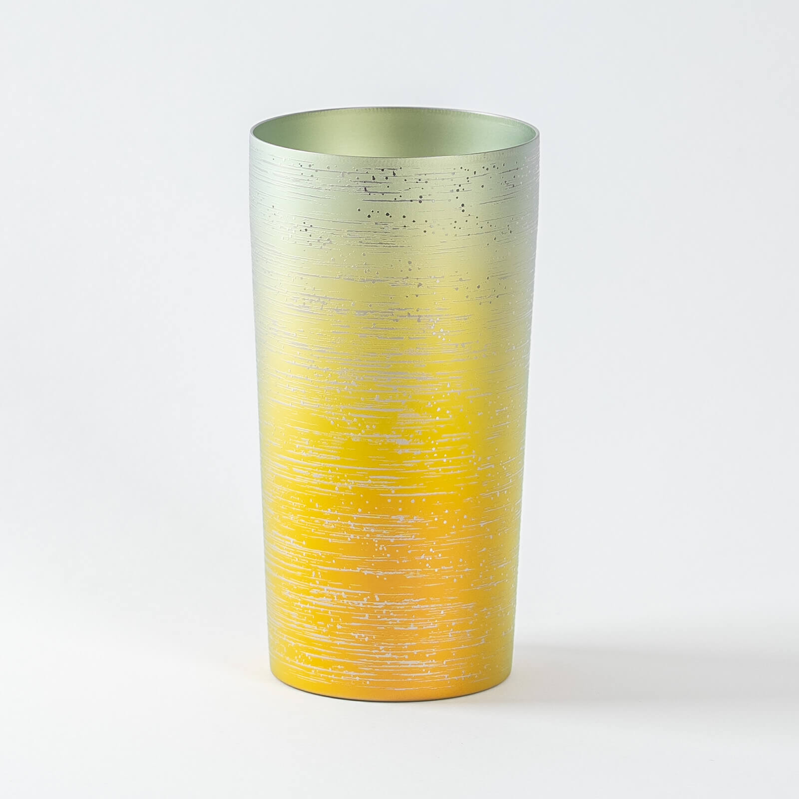 Front view of HORIE Ryo Series titanium tumbler (350ml), Sunset Gold finish