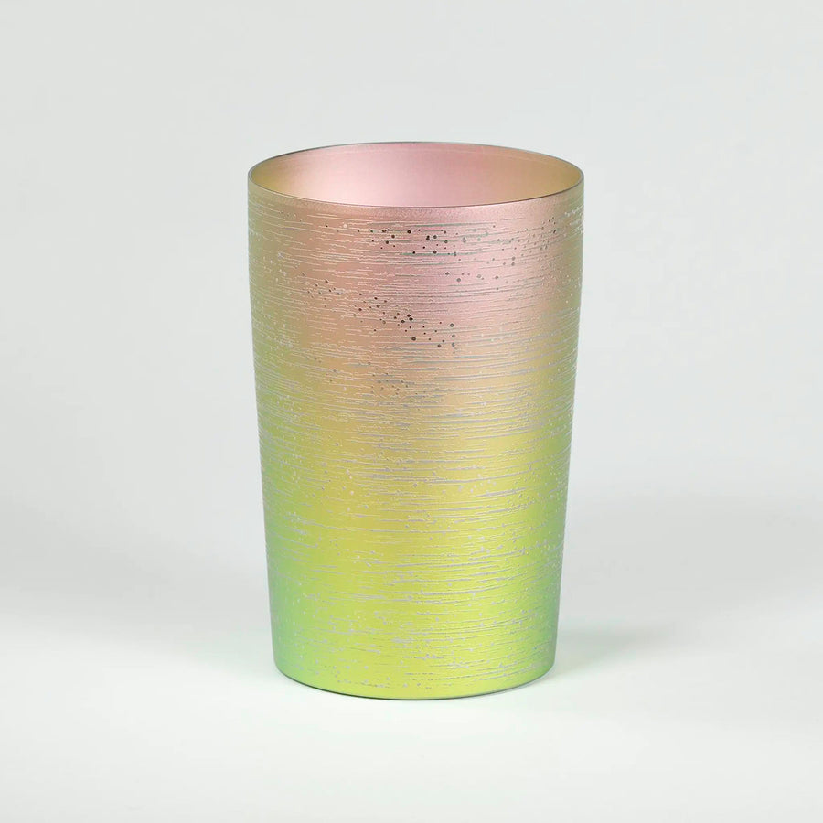 Front view of HORIE Ryou Series Double-Walled Titanium Tumbler - Pink Green