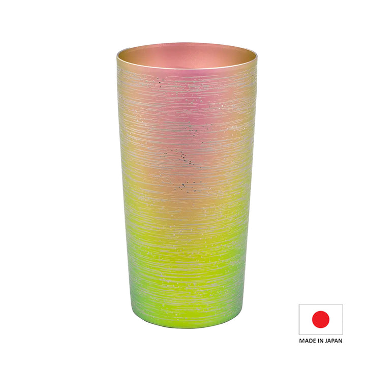 Front view of HORIE Ryou Series Double-Walled Titanium Tumbler - Pink Green 350ml