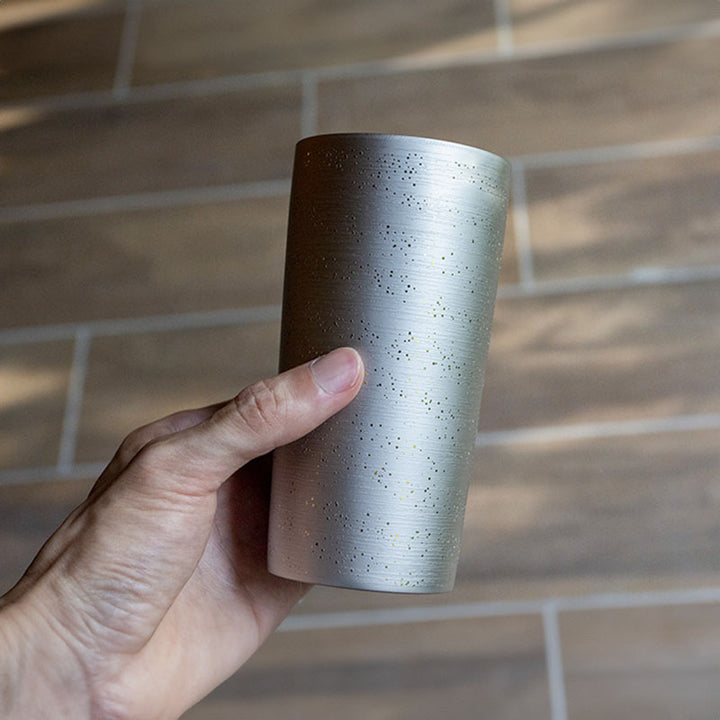 Side view of HORIE Ryou Series Double-Walled Titanium Tumbler - Silver