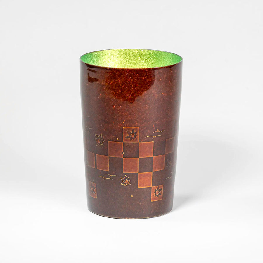 Front view of the HORIE Sandalwood Series Double-Walled Titanium Tumbler in green, highlighting the sleek and modern design.