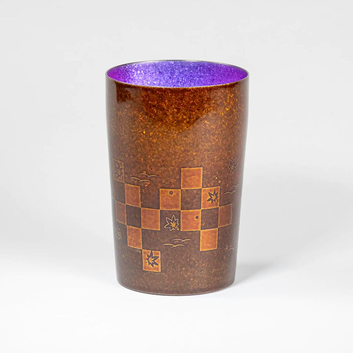 Front view of the HORIE Sandalwood Series Double-Walled Titanium Tumbler in purple, showcasing the rich color and elegant design.