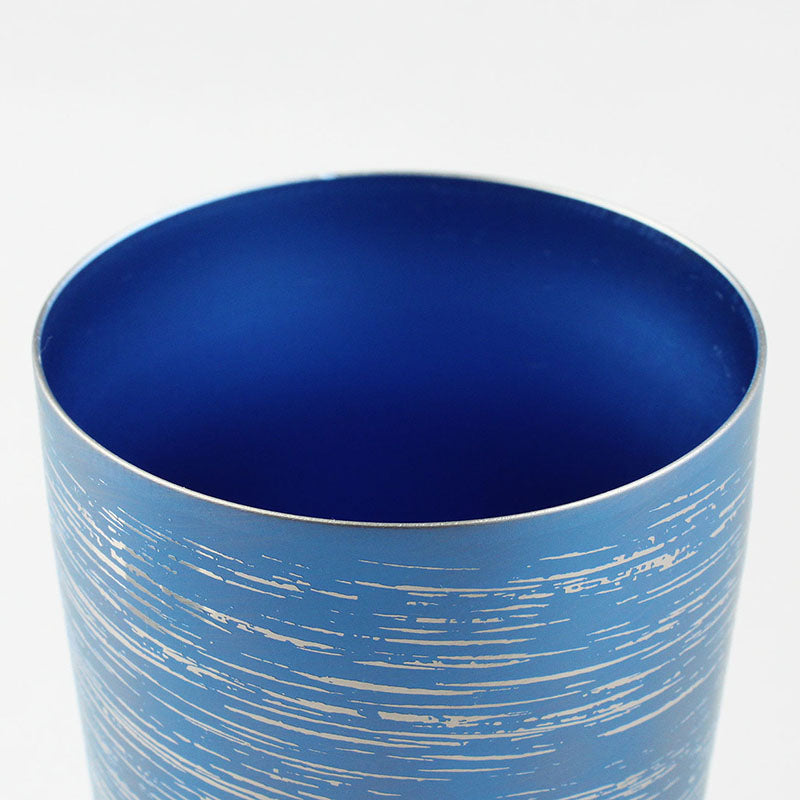 Top view of HORIE Shirakaba Series Double-Walled Titanium Tumbler - Blue, cup lip visible