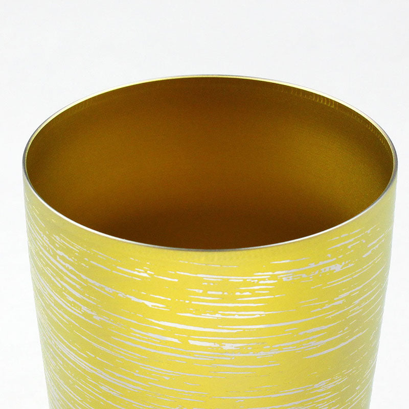 Top view of HORIE Shirakaba Series Double-Walled Titanium Tumbler - Gold, cup lip visible