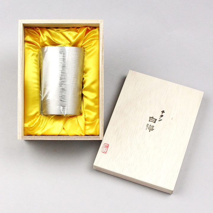 HORIE Shirakaba Series Double-Walled Titanium Tumbler - Silver, with bag packaging 270ml