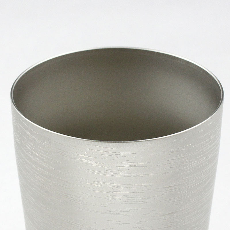 Top view of HORIE Shirakaba Series Double-Walled Titanium Tumbler - Silver, cup lip visible