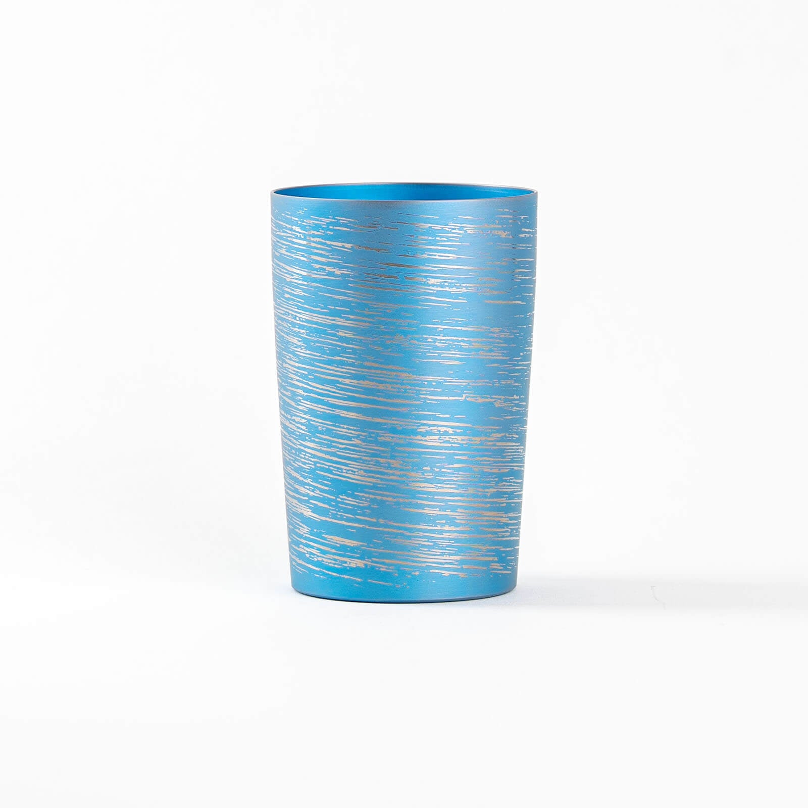 Double-walled titanium tumbler 270ml blue, front view, HORIE Shirakaba Series