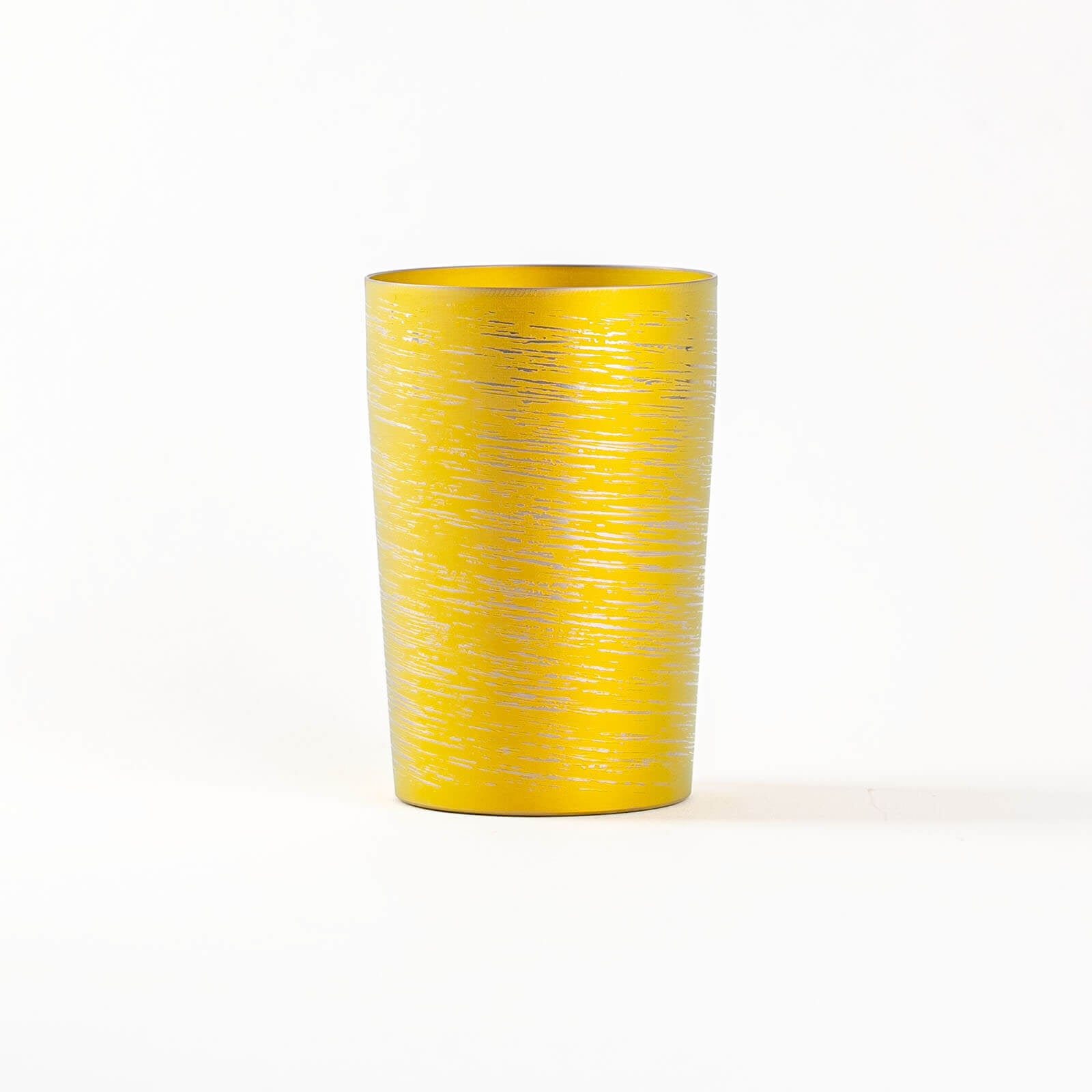 Double-walled titanium tumbler 270ml gold, front view, HORIE Shirakaba Series