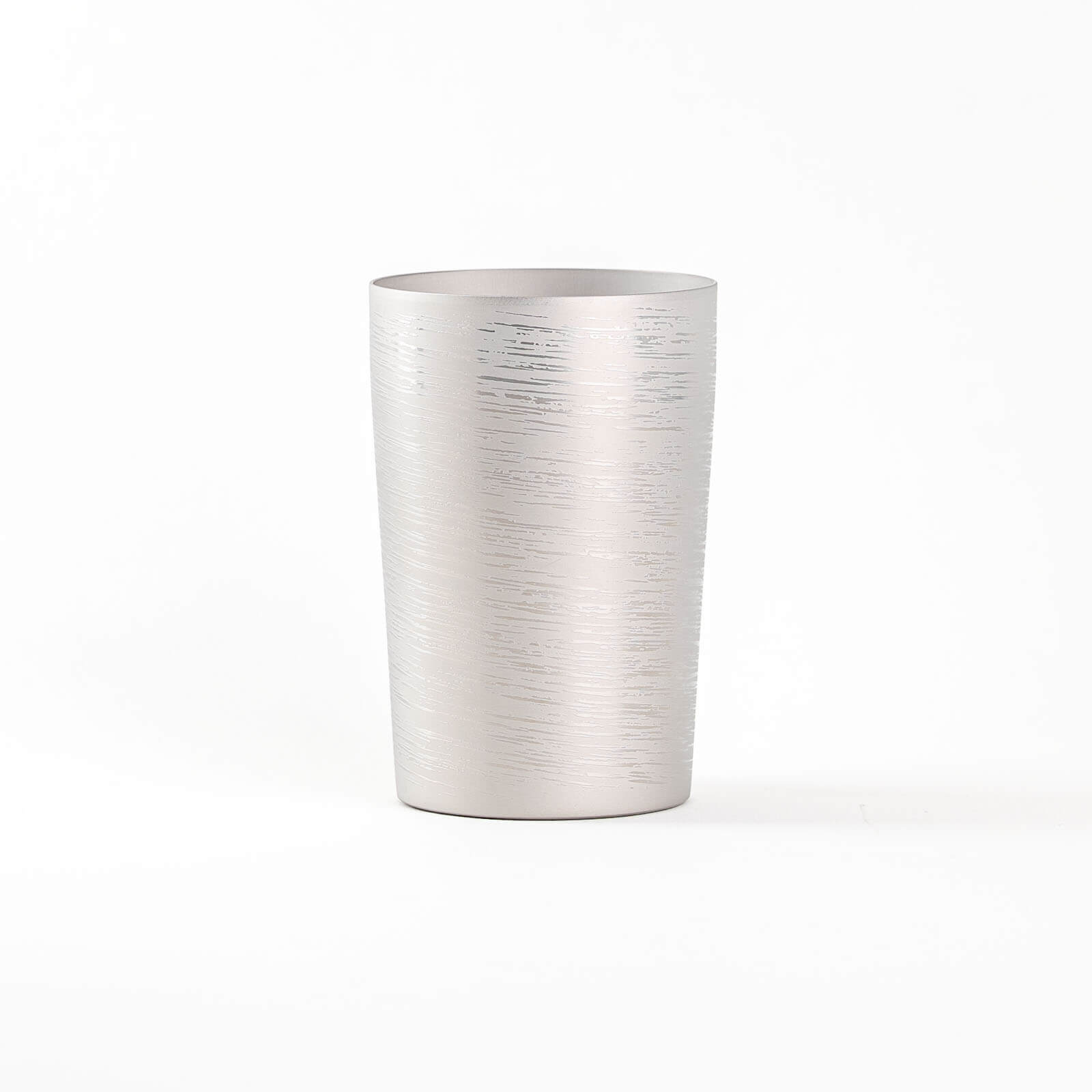 Double-walled titanium tumbler 270ml silver, front view, HORIE Shirakaba Series